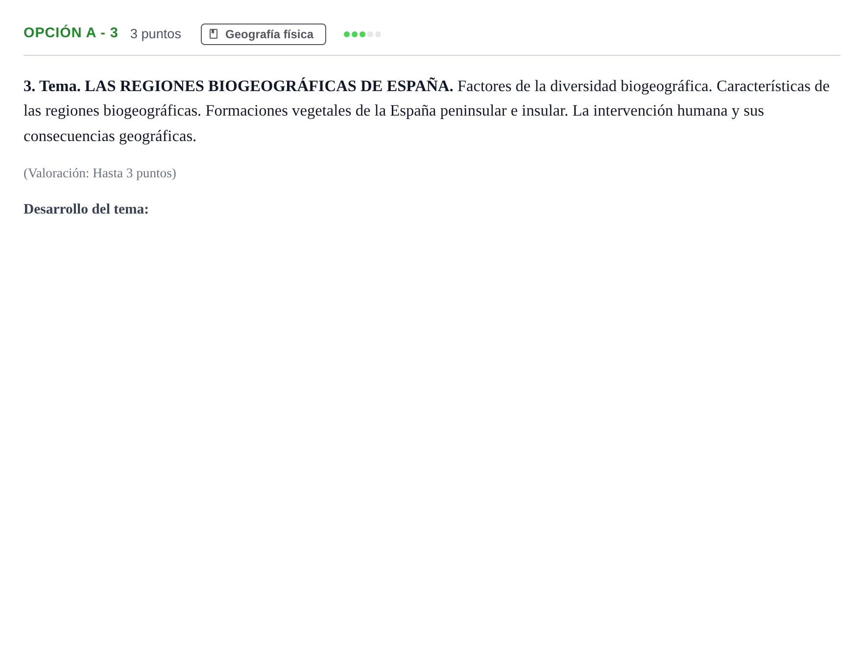 Enunciado: Opción A - 3 · Geografía PAU Andalucía Reserva B 2019