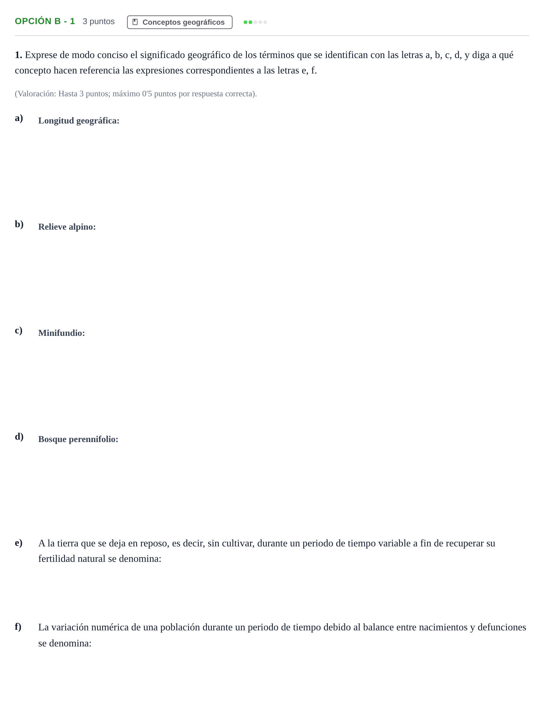 Enunciado: Opción B - 1 · Geografía PAU Andalucía Reserva B 2019
