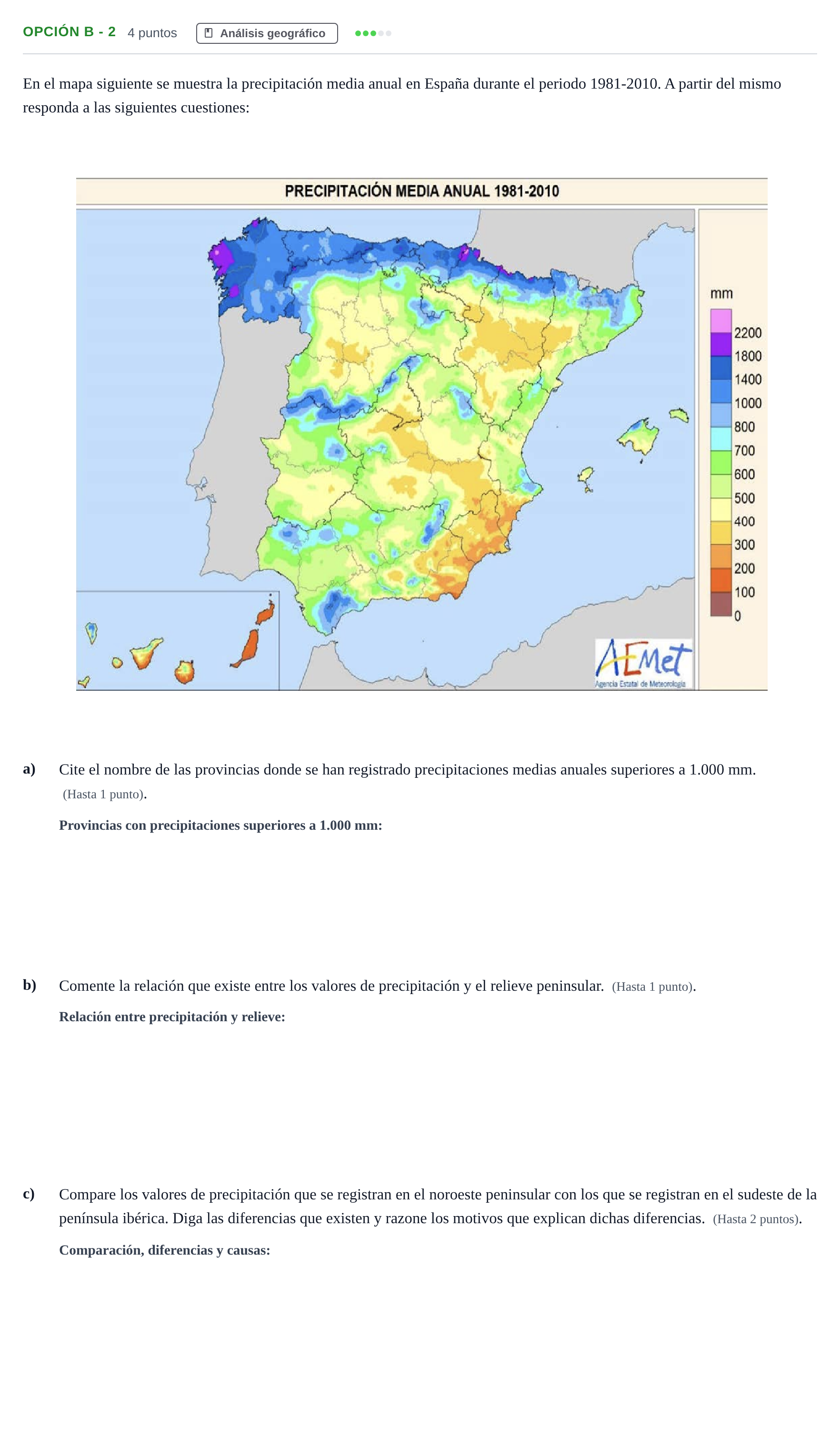 Enunciado: Opción B - 2 · Geografía PAU Andalucía Reserva B 2019