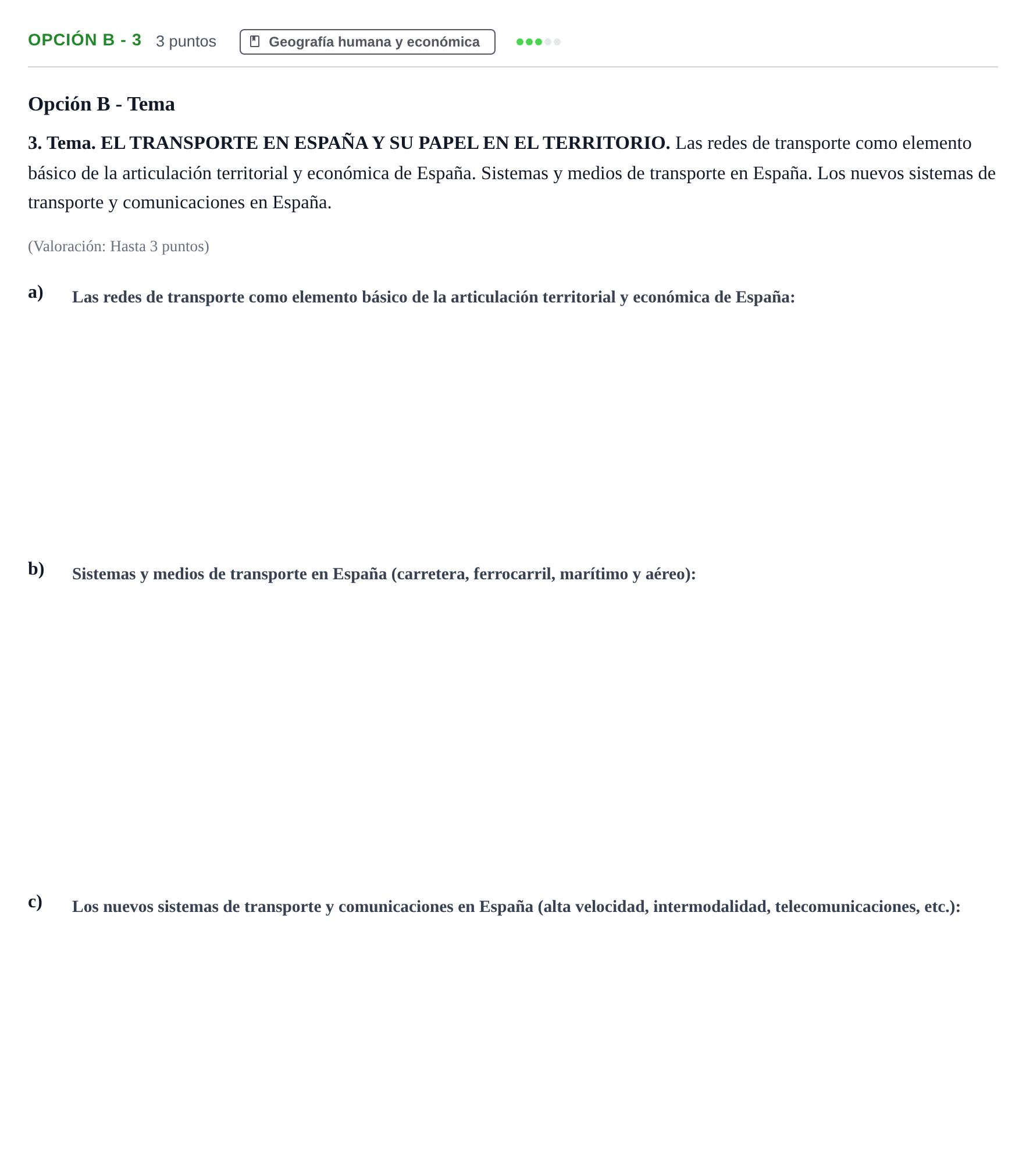 Enunciado: Opción B - 3 · Geografía PAU Andalucía Reserva B 2019