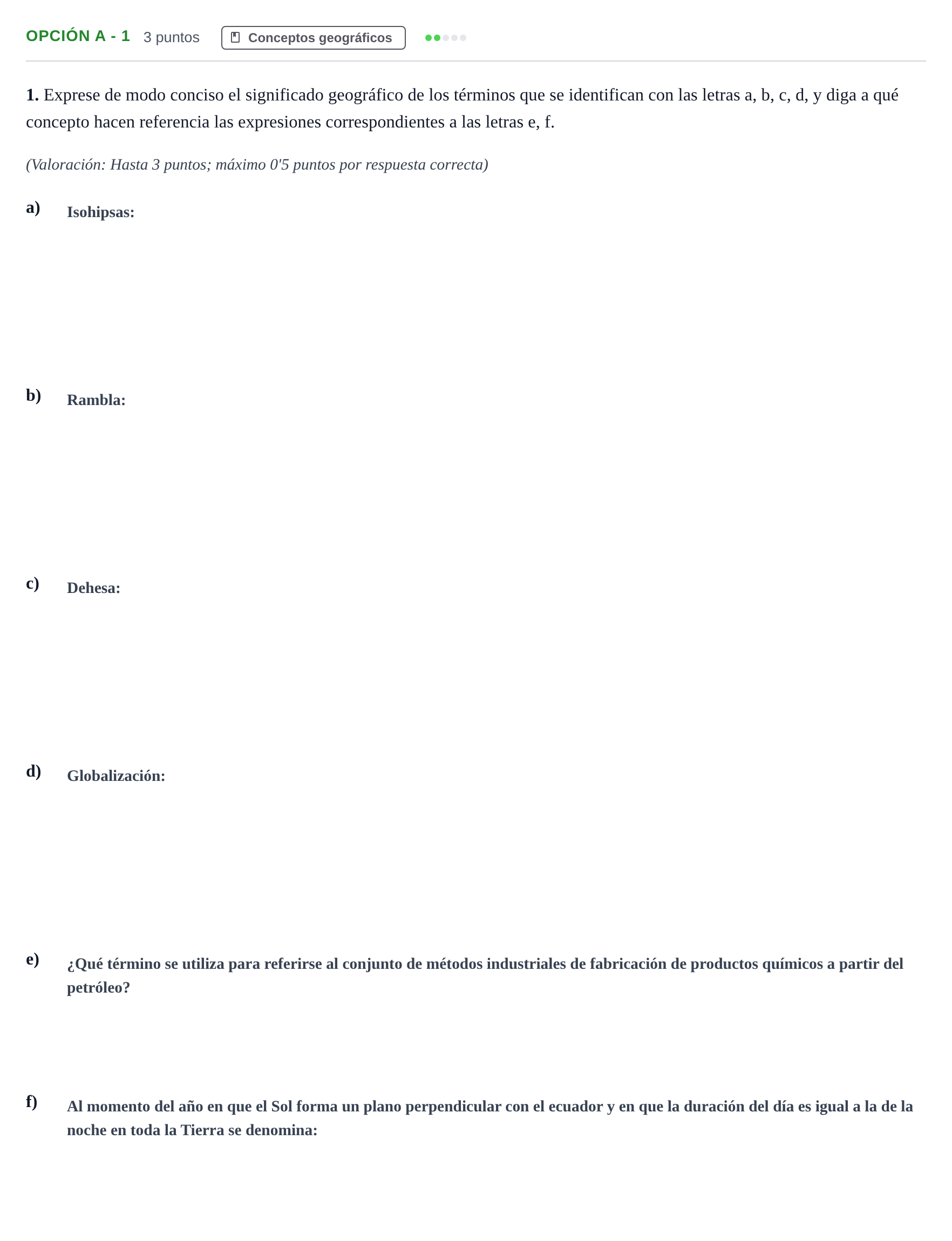 Enunciado: Opción A - 1 · Geografía PAU Andalucía Ordinaria Suplente 2019