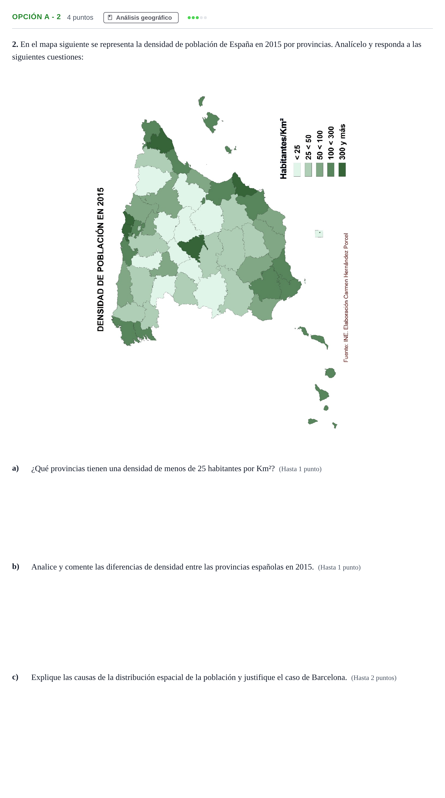 Enunciado: Opción A - 2 · Geografía PAU Andalucía Ordinaria Suplente 2019