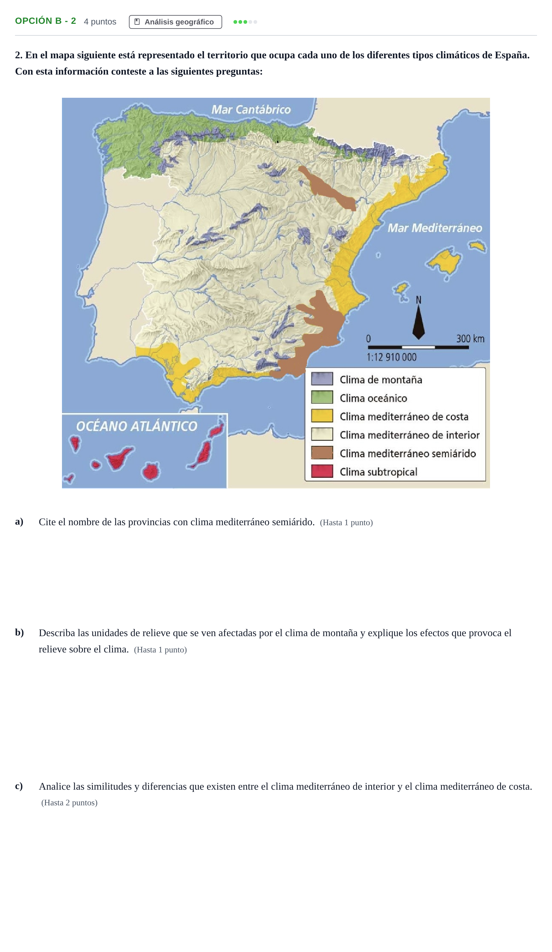 Enunciado: Opción B - 2 · Geografía PAU Andalucía Ordinaria Suplente 2019