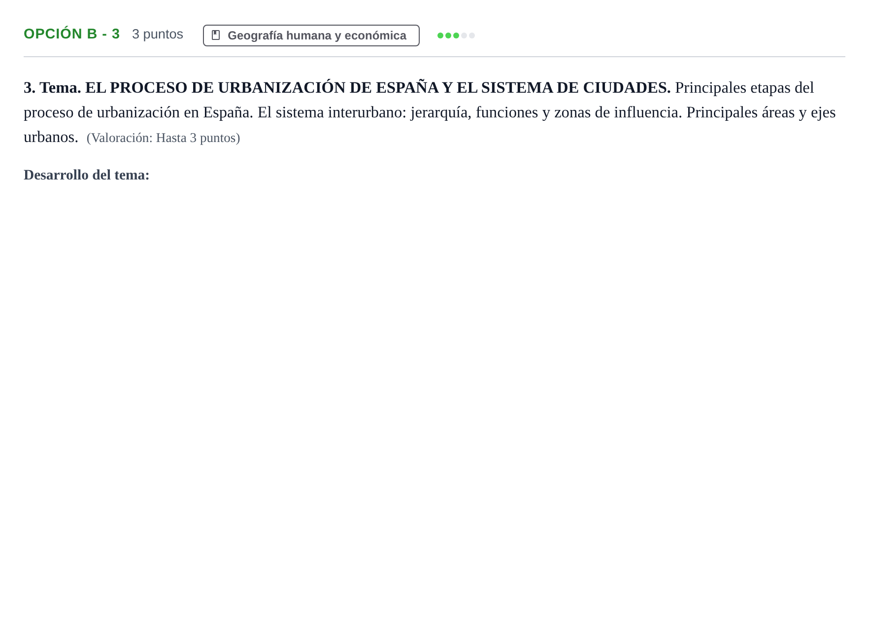 Enunciado: Opción B - 3 · Geografía PAU Andalucía Ordinaria Suplente 2019