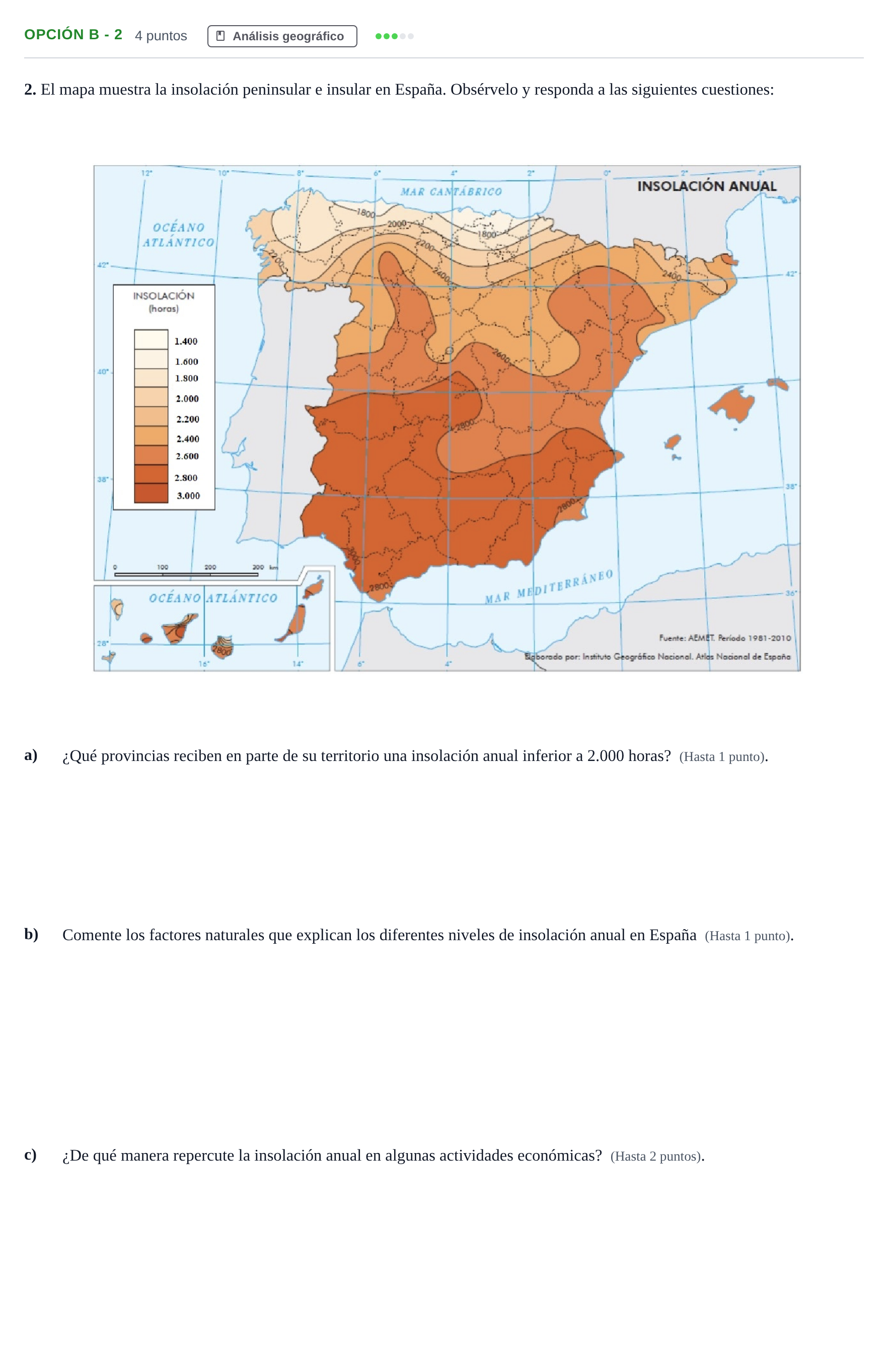 Enunciado: Opción B - 2 · Geografía PAU Andalucía Extraordinaria Suplente 2019
