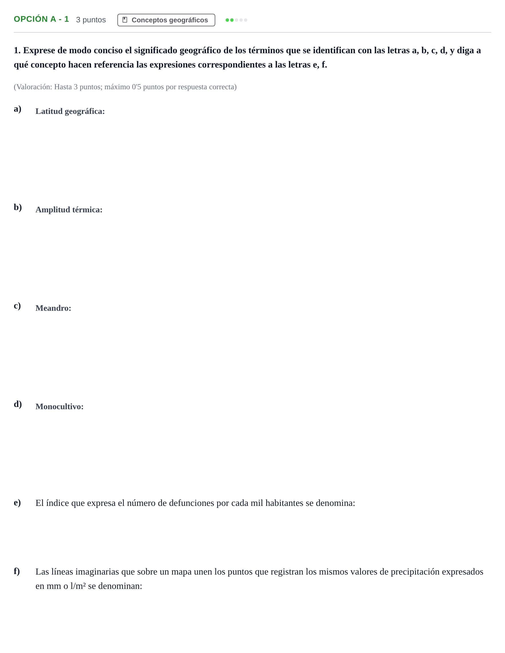 Enunciado: Opción A - 1 · Geografía PAU Andalucía Ordinaria Titular 2019