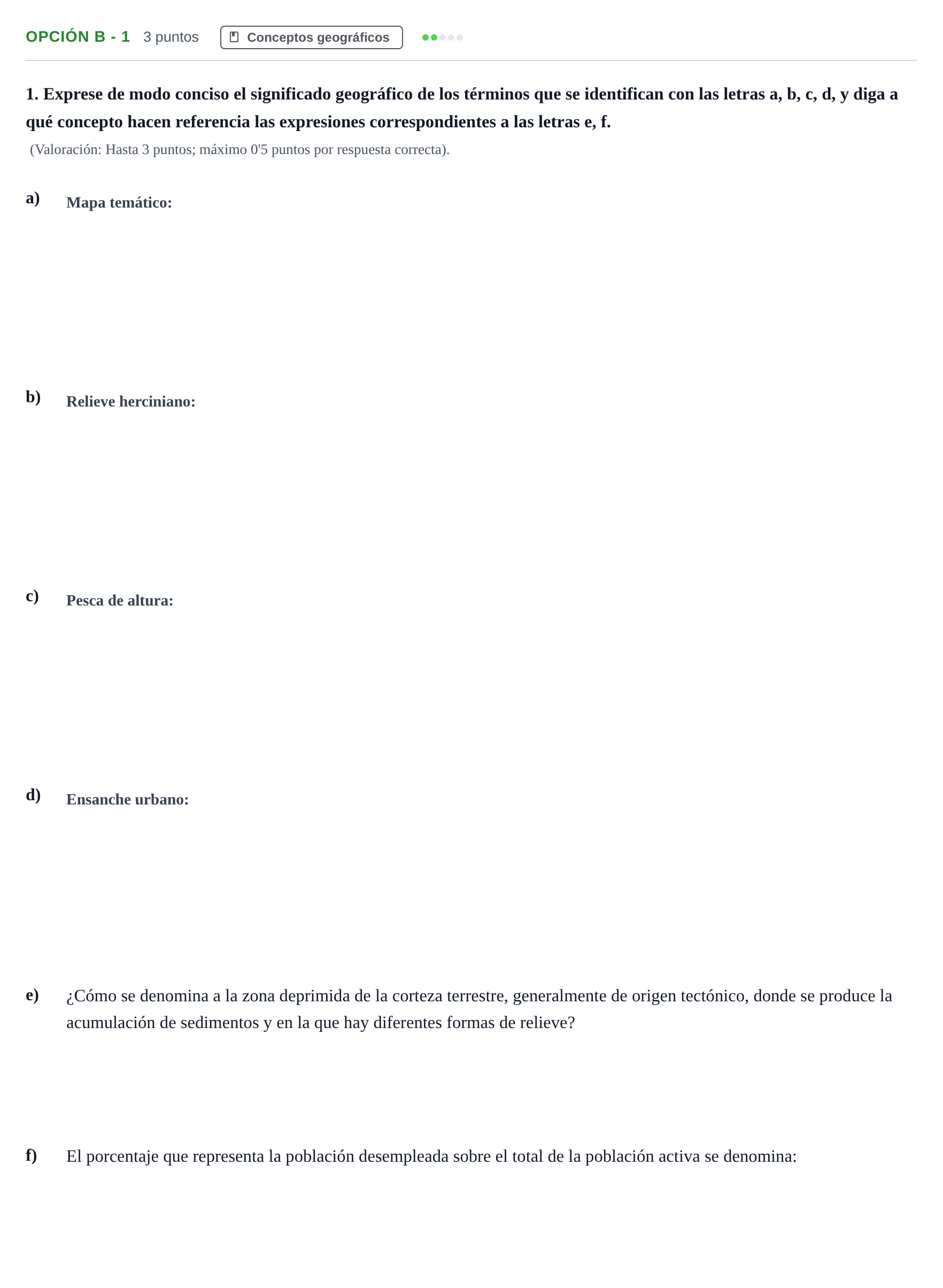 Enunciado: Opción B - 1 · Geografía PAU Andalucía Ordinaria Titular 2019