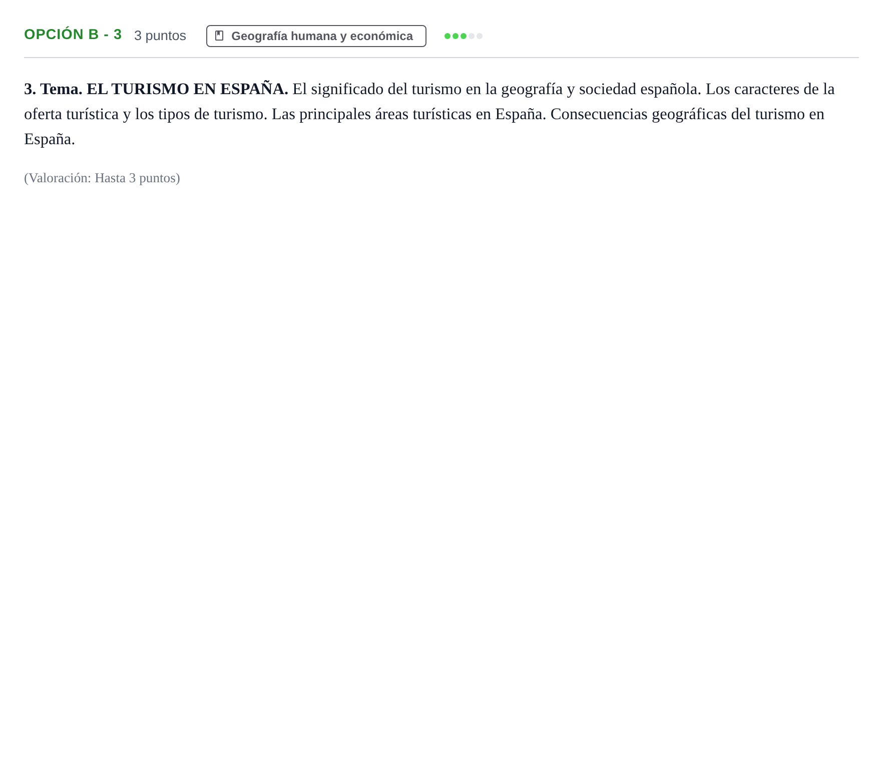 Enunciado: Opción B - 3 · Geografía PAU Andalucía Ordinaria Titular 2019