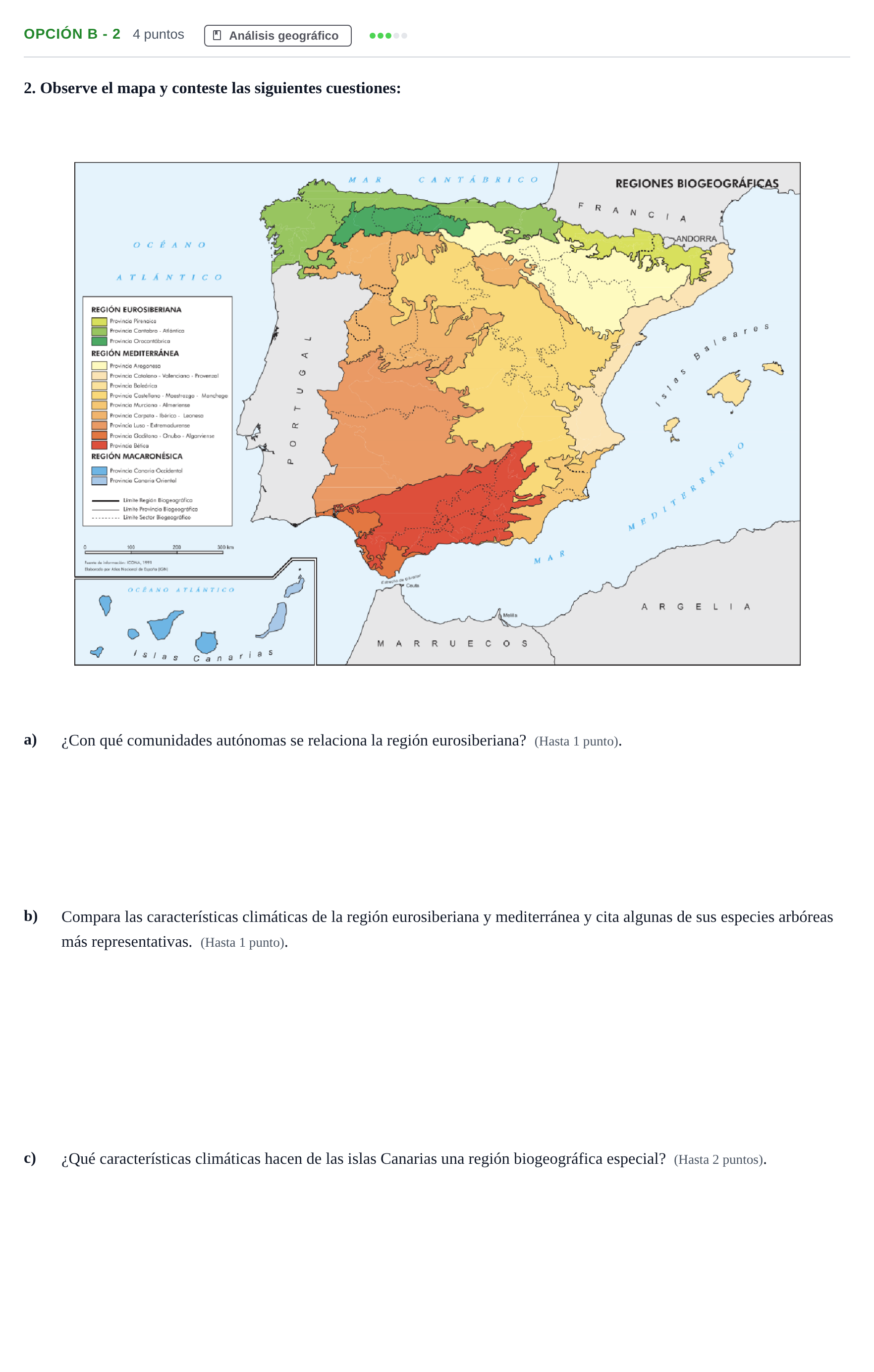 Enunciado: Opción B - 2 · Geografía PAU Andalucía Extraordinaria Titular 2019