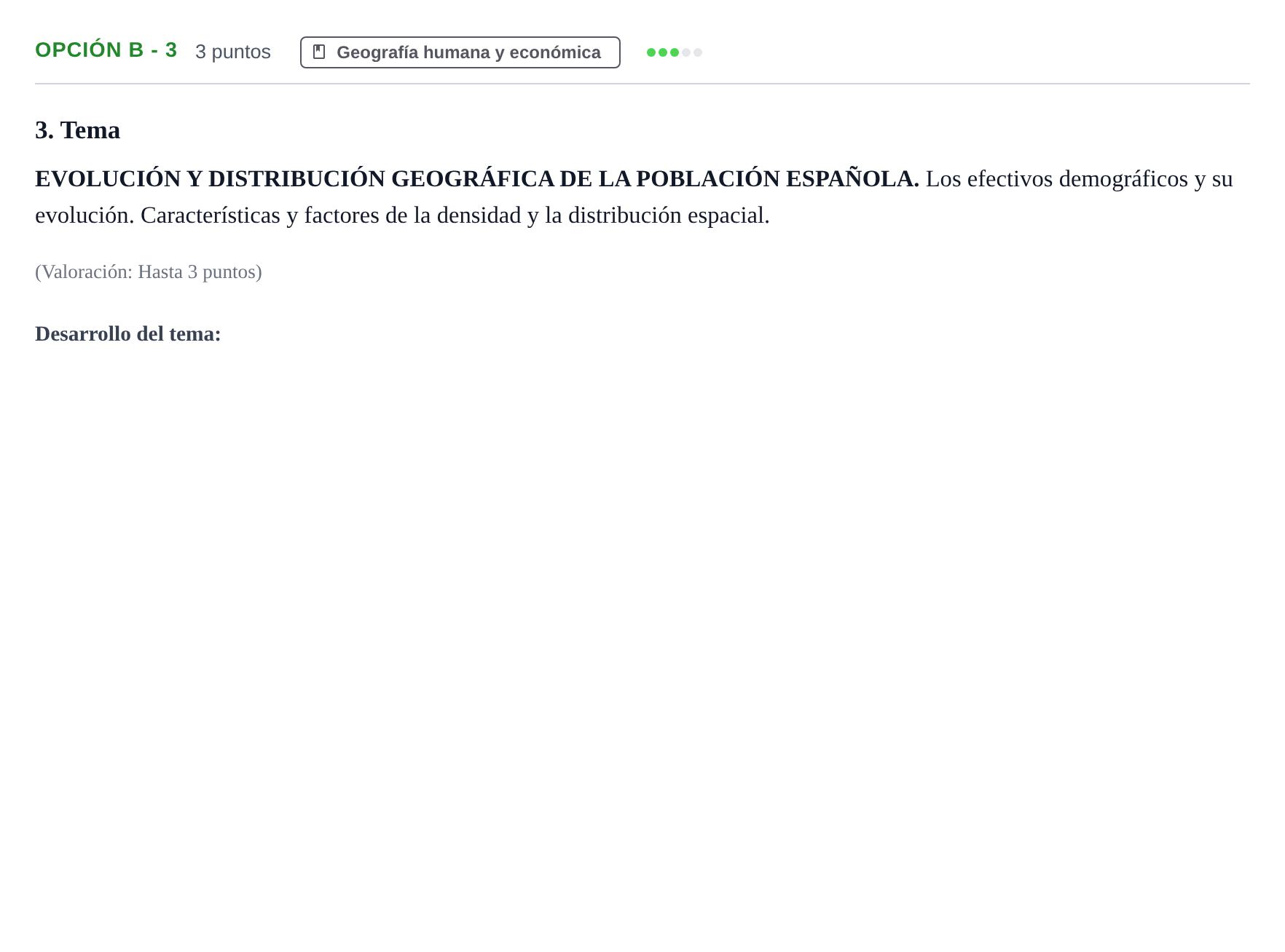 Enunciado: Opción B - 3 · Geografía PAU Andalucía Extraordinaria Titular 2019