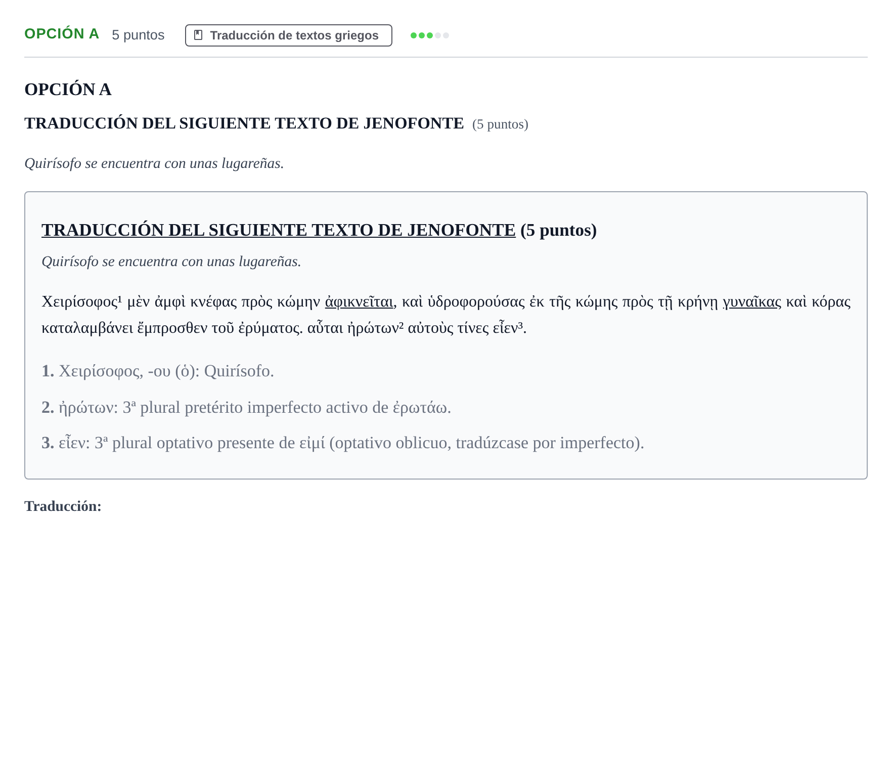 Enunciado: Opción A - Traducción · Griego II PAU Andalucía Reserva B 2019