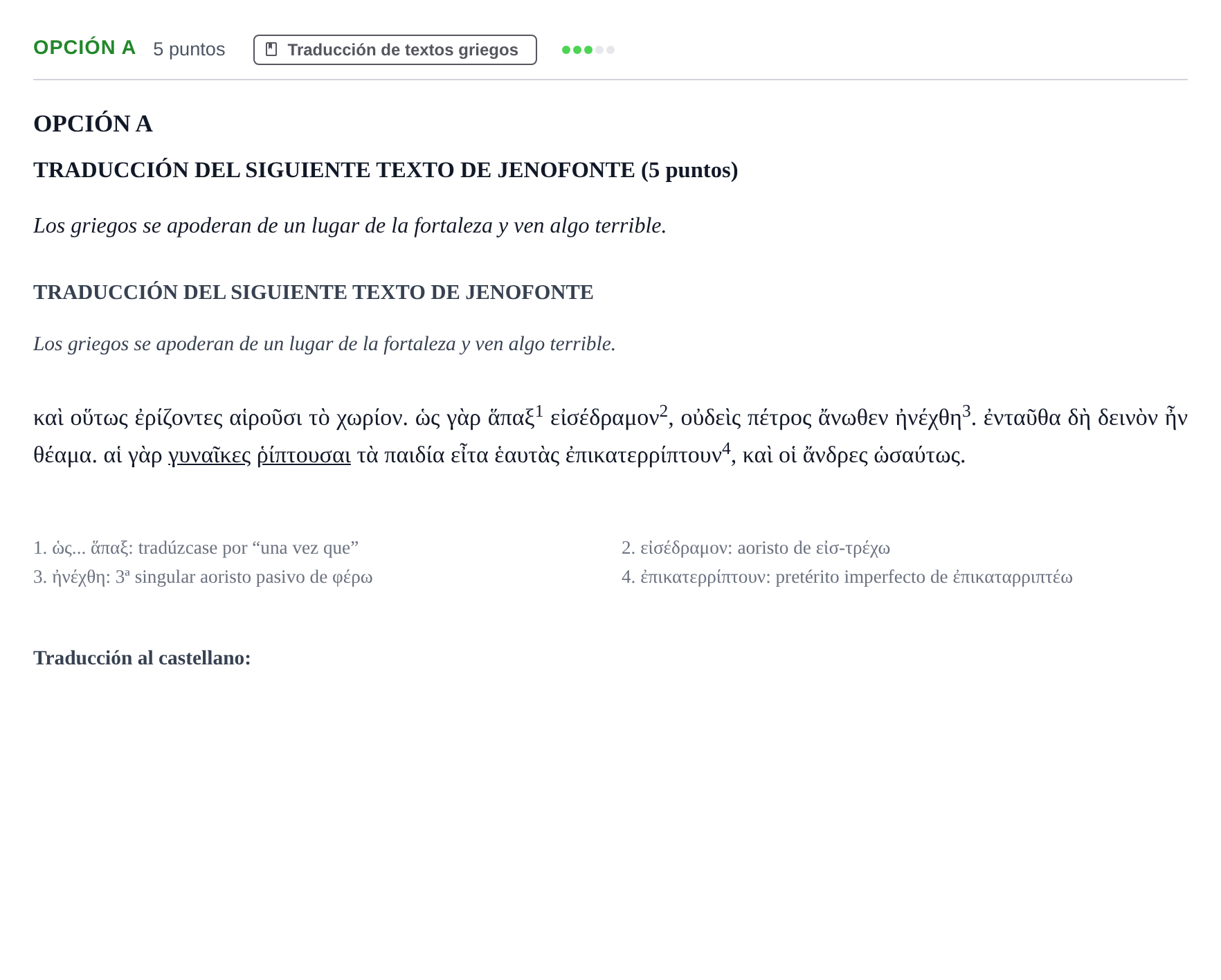 Enunciado: Opción A - Traducción · Griego II PAU Andalucía Extraordinaria Suplente 2019