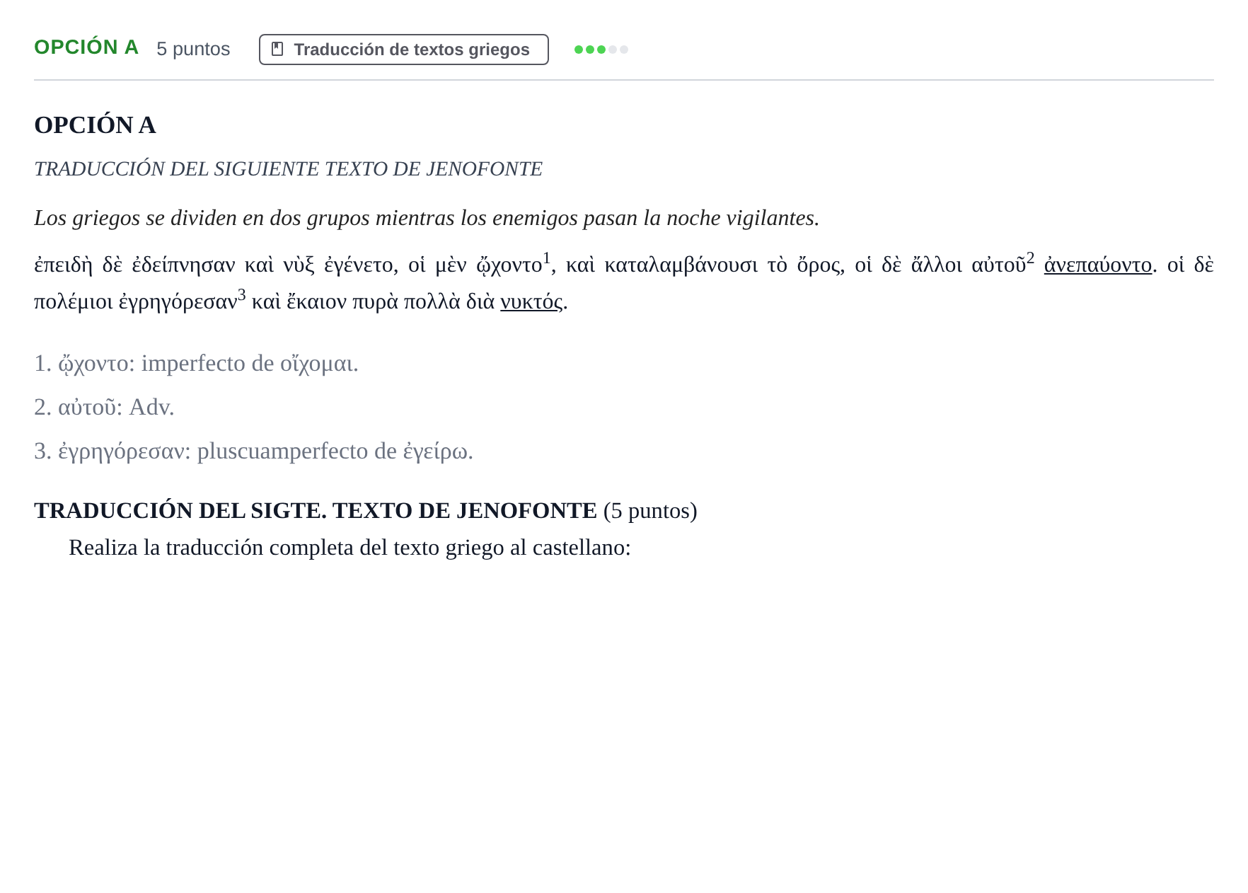 Enunciado: Opción A - Traducción · Griego II PAU Andalucía Ordinaria Titular 2019