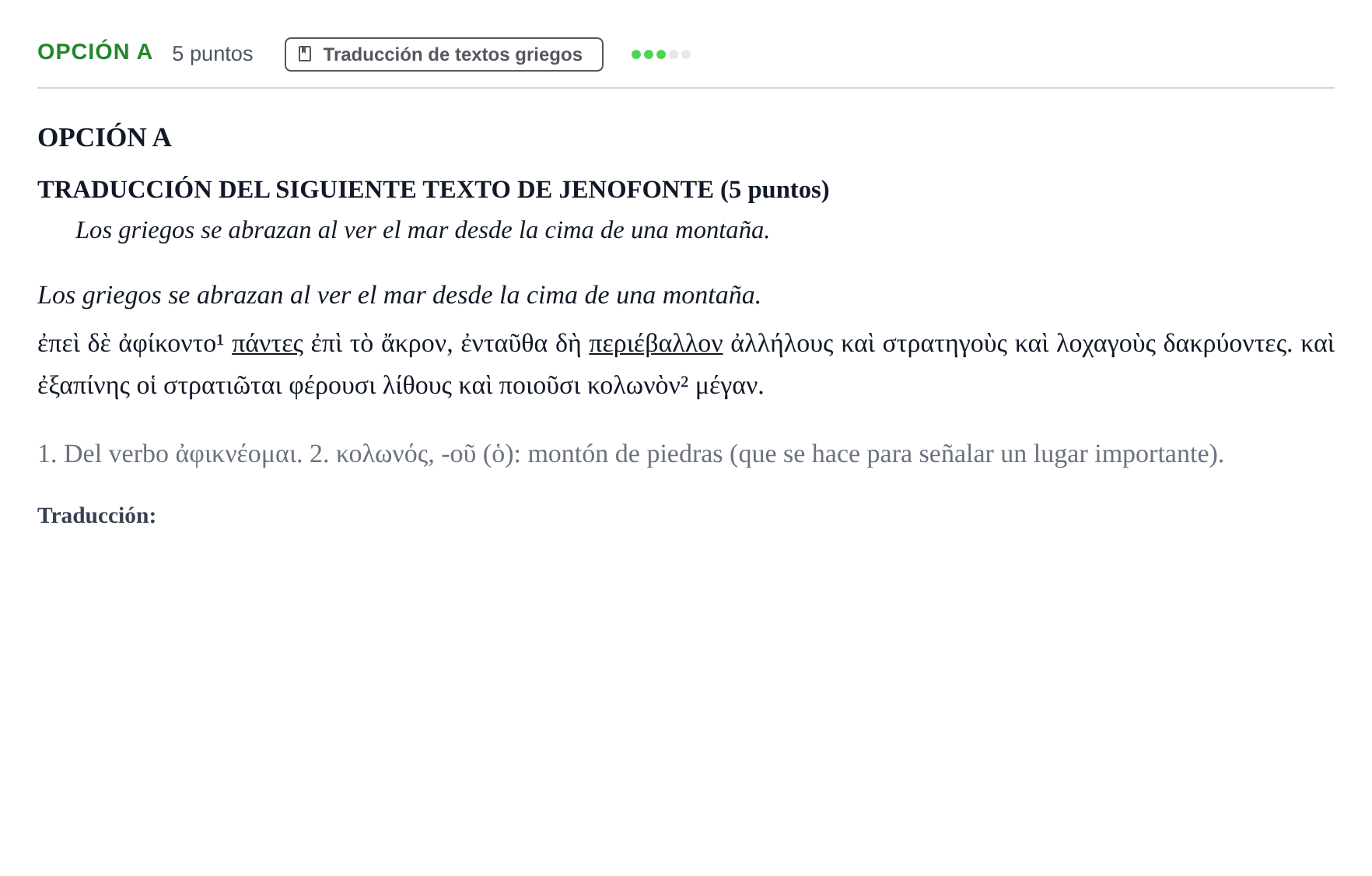 Enunciado: Opción A - Traducción · Griego II PAU Andalucía Extraordinaria Titular 2019