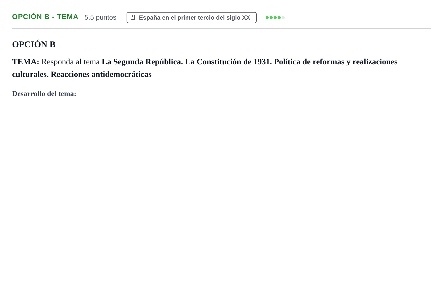 Enunciado: Opción B - Tema · Historia de España PAU Andalucía Reserva A 2019