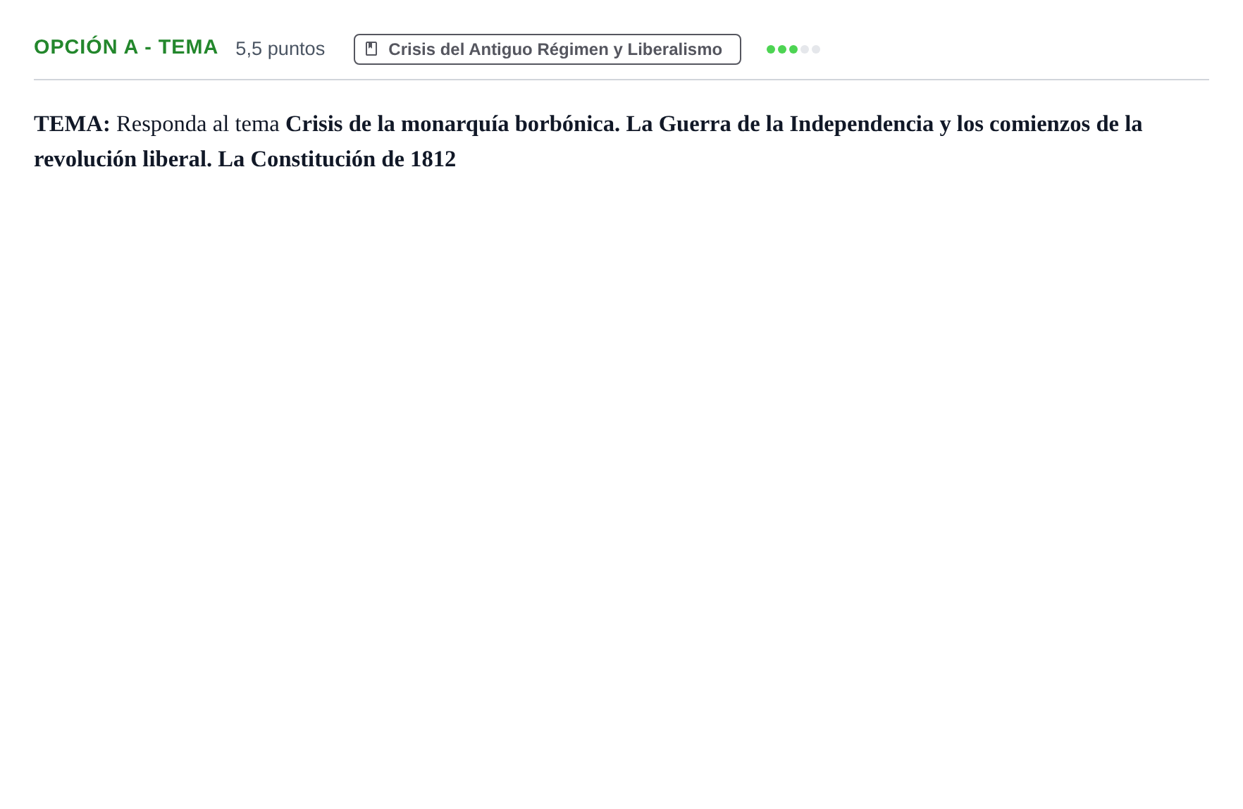 Enunciado: Opción A - Tema · Historia de España PAU Andalucía Reserva B 2019