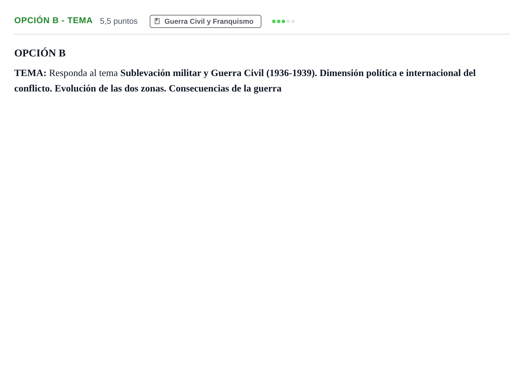 Enunciado: Opción B - Tema · Historia de España PAU Andalucía Ordinaria Suplente 2019