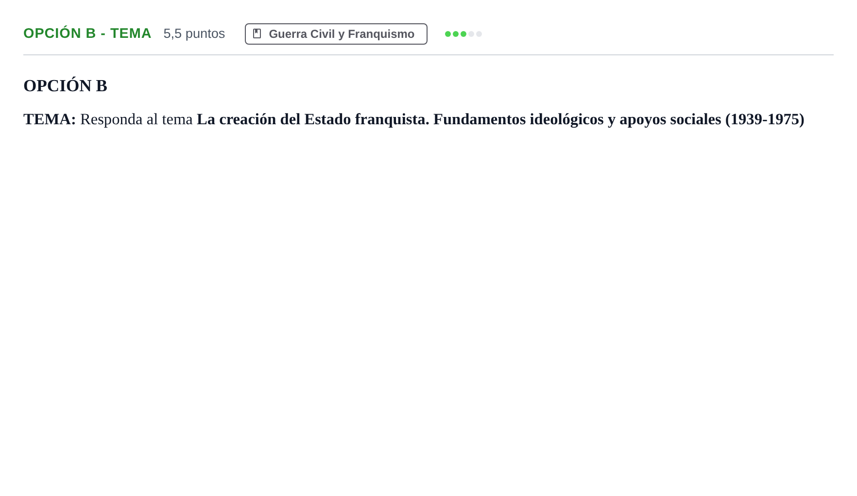 Enunciado: Opción B - Tema · Historia de España PAU Andalucía Extraordinaria Suplente 2019