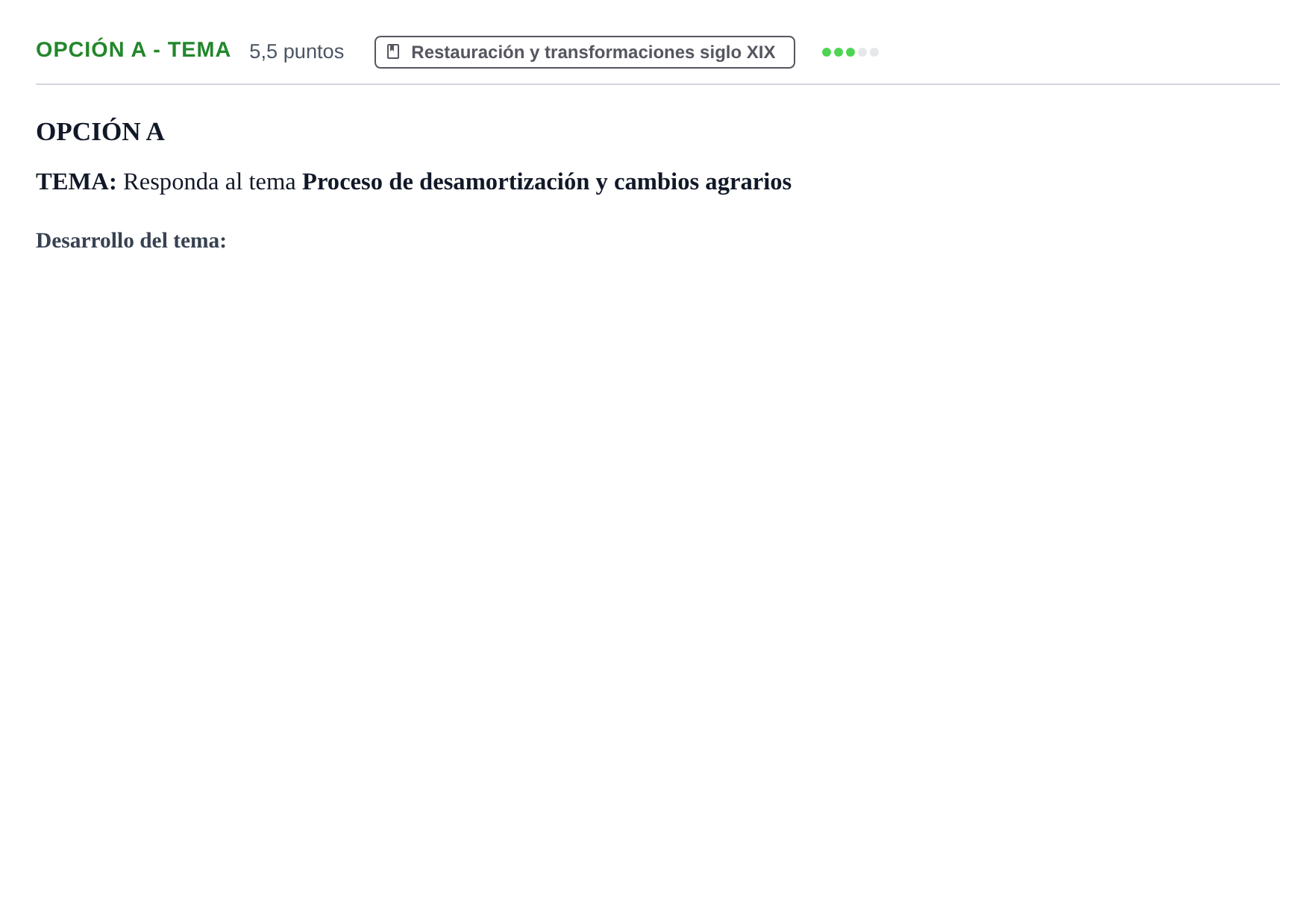 Enunciado: Opción A - Tema · Historia de España PAU Andalucía Ordinaria Titular 2019