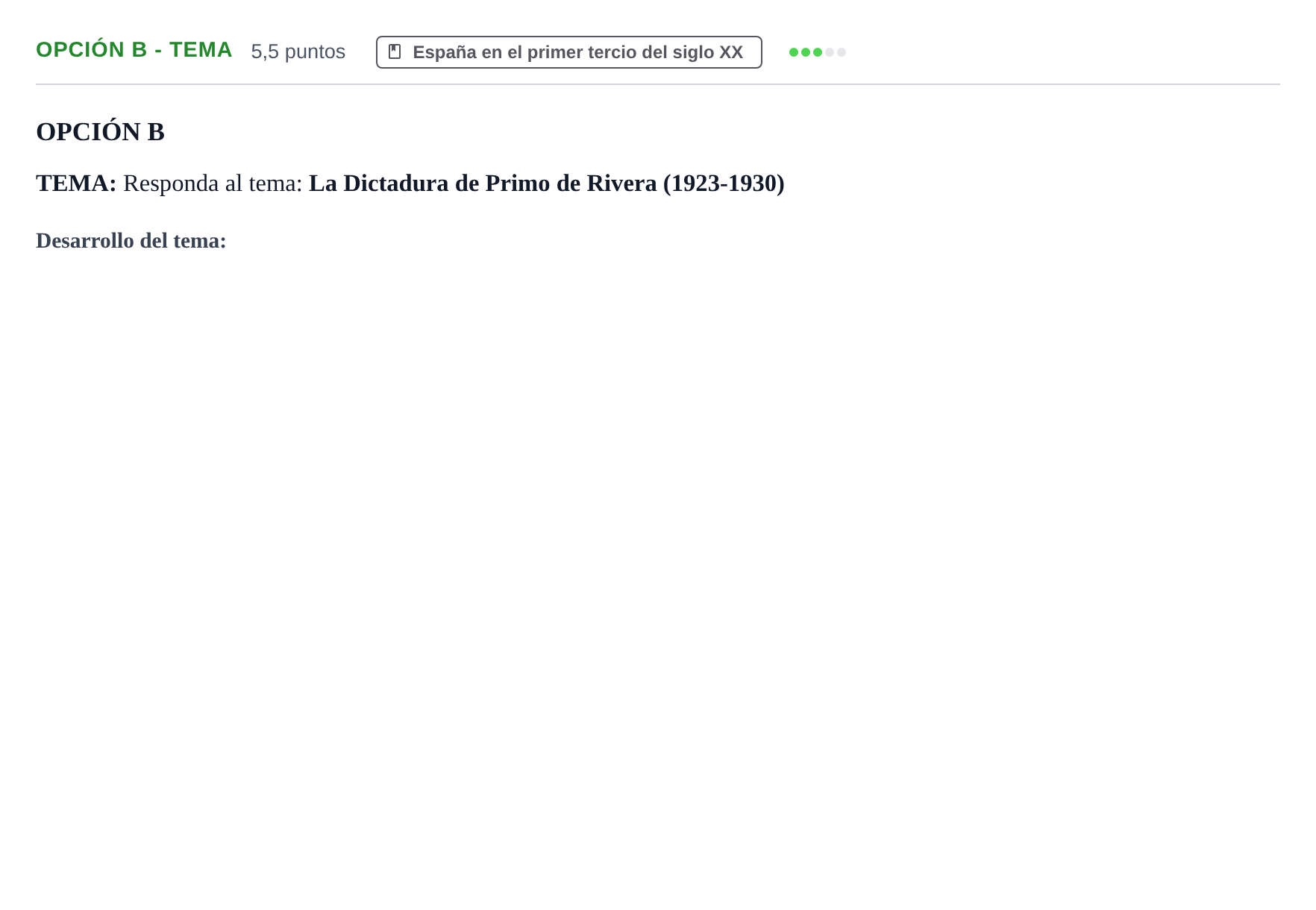 Enunciado: Opción B - Tema · Historia de España PAU Andalucía Ordinaria Titular 2019
