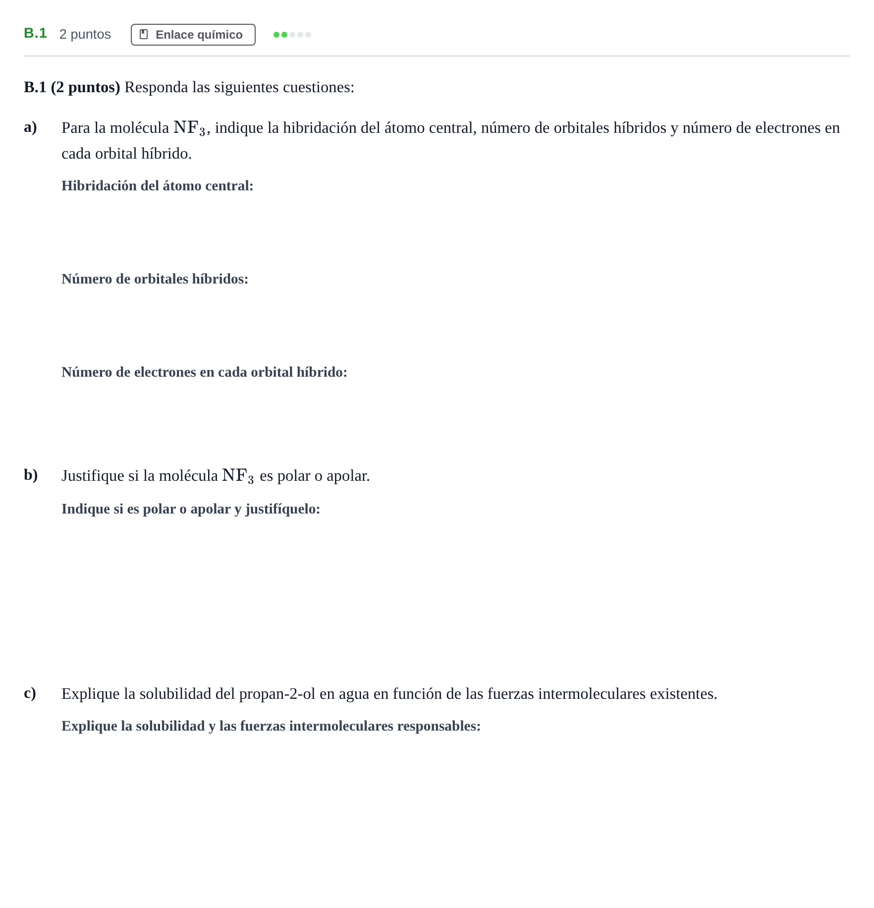 Enunciado: Ejercicio B.1 · Química PAU Madrid Extraordinaria 2020
