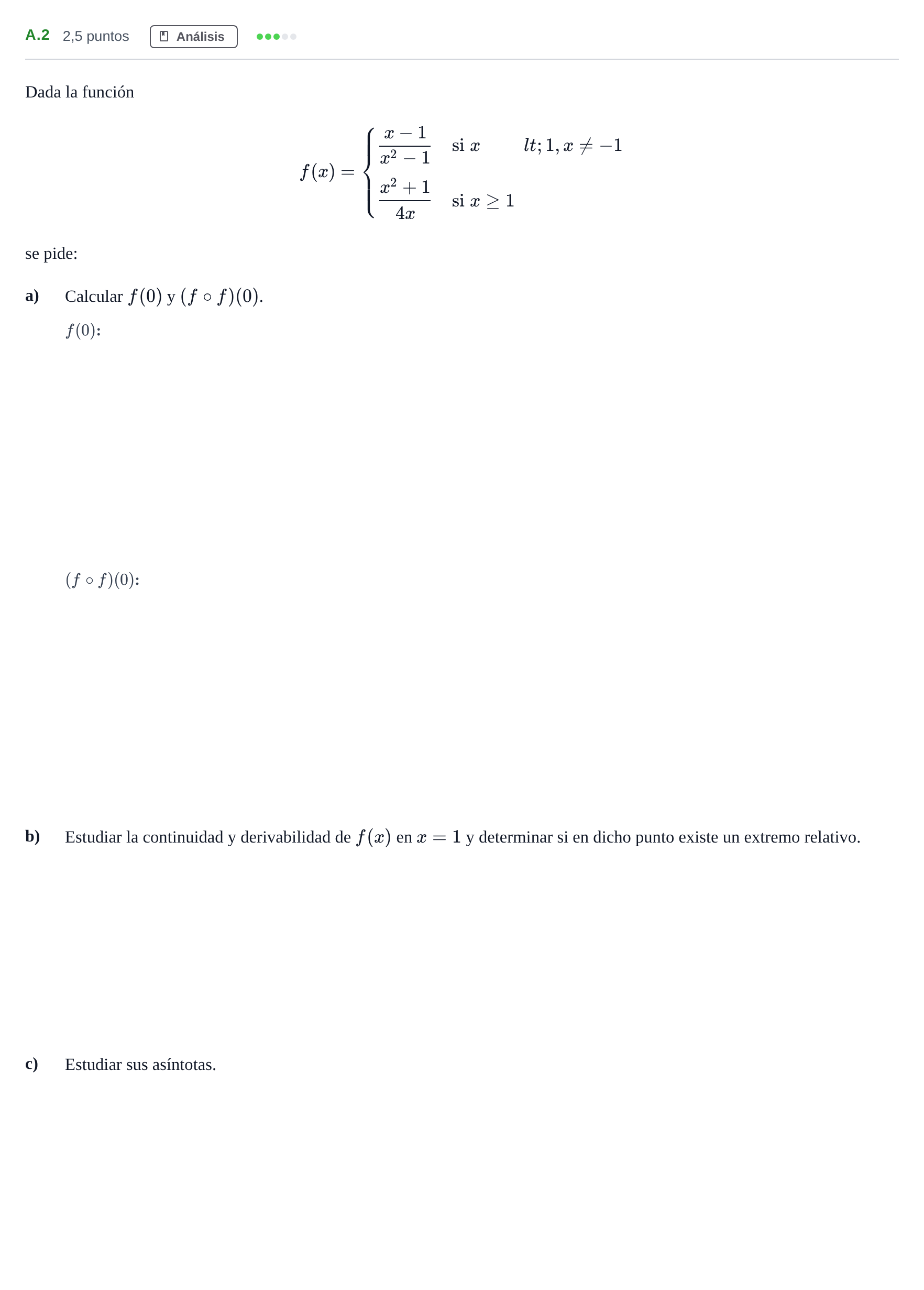 Enunciado: Ejercicio A.2 · Matemáticas II PAU Madrid Extraordinaria 2020