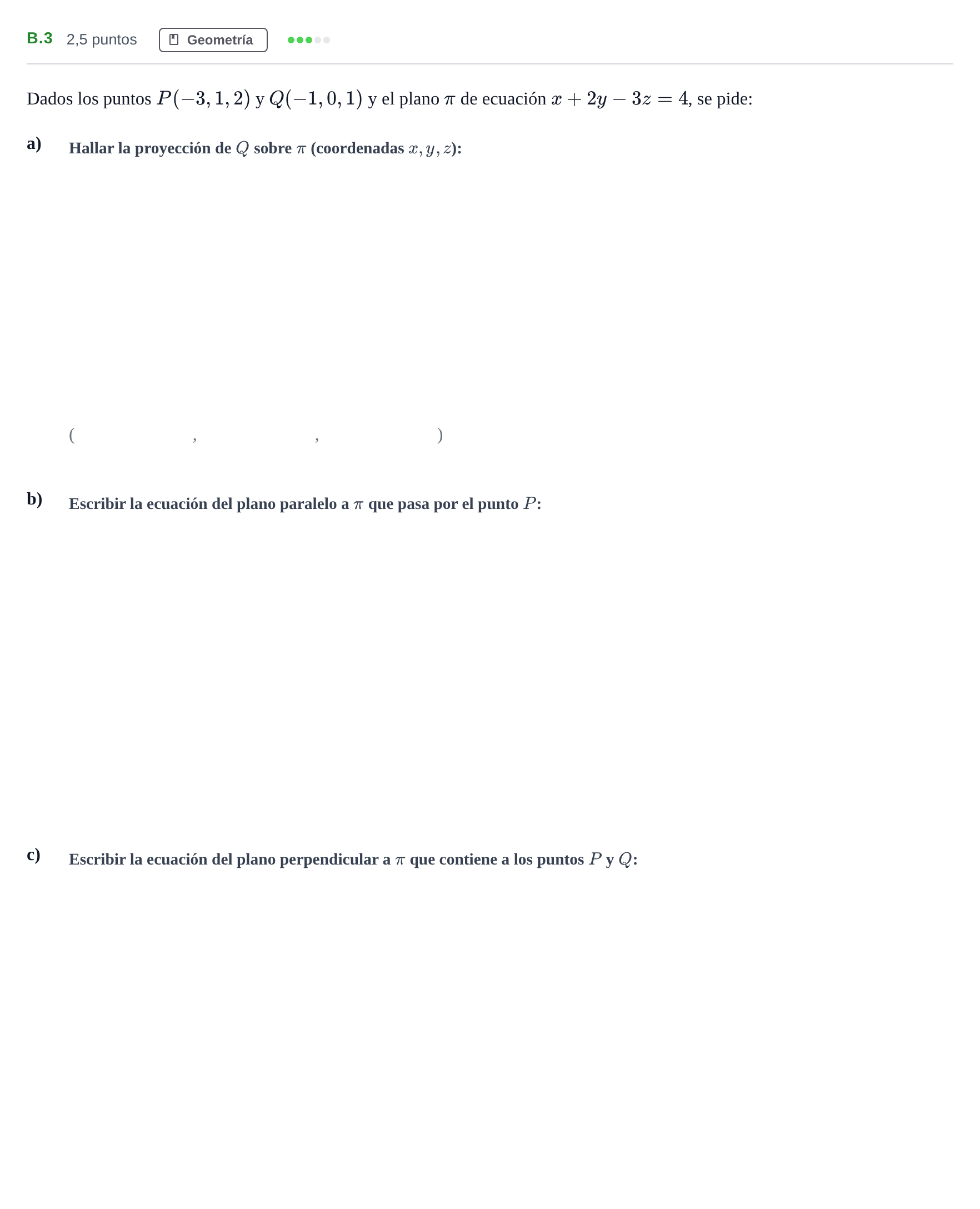 Enunciado: Ejercicio B.3 · Matemáticas II PAU Madrid Ordinaria 2020