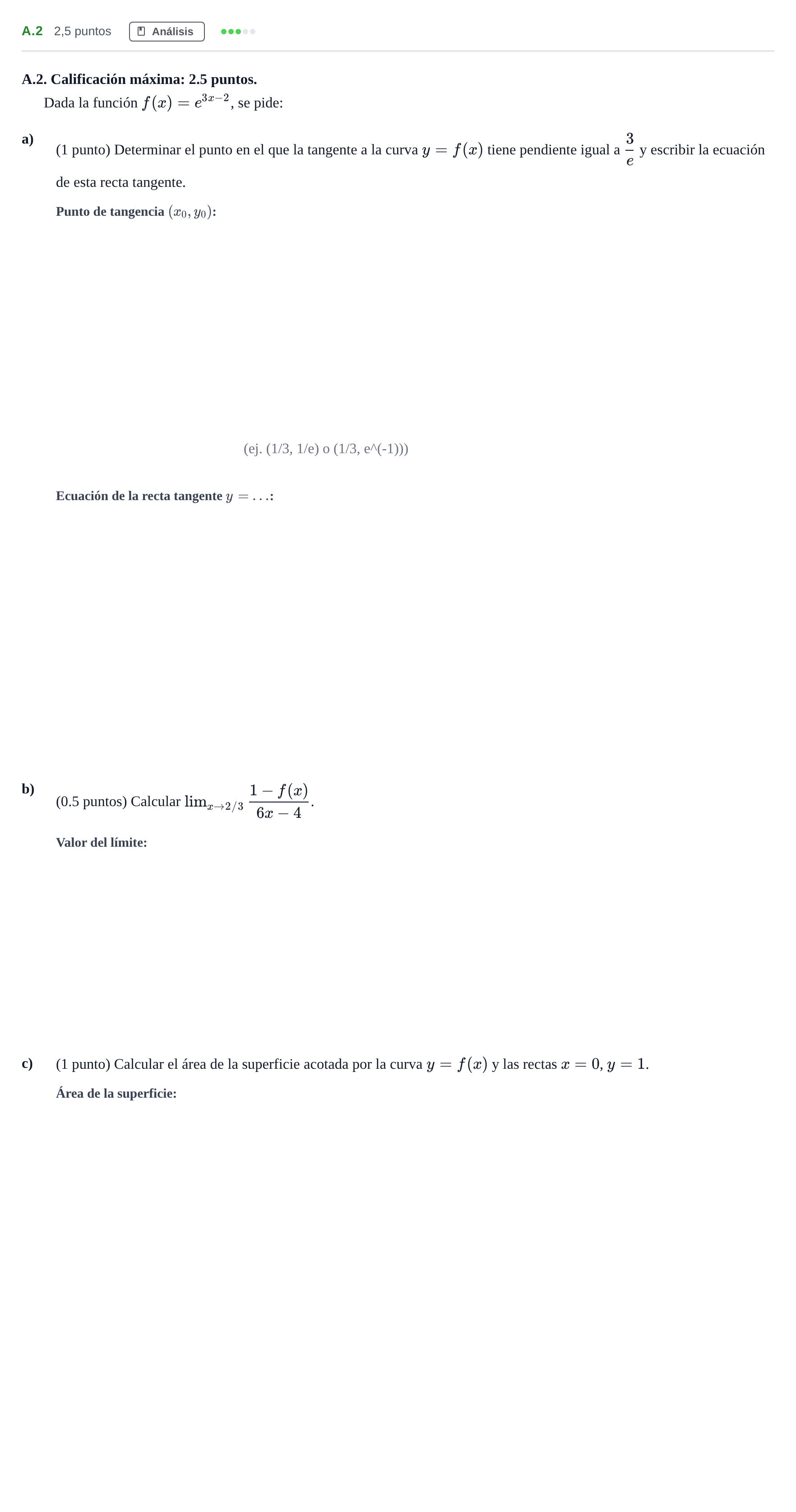 Enunciado: Ejercicio A.2 · Matemáticas II PAU Madrid Modelo 2020