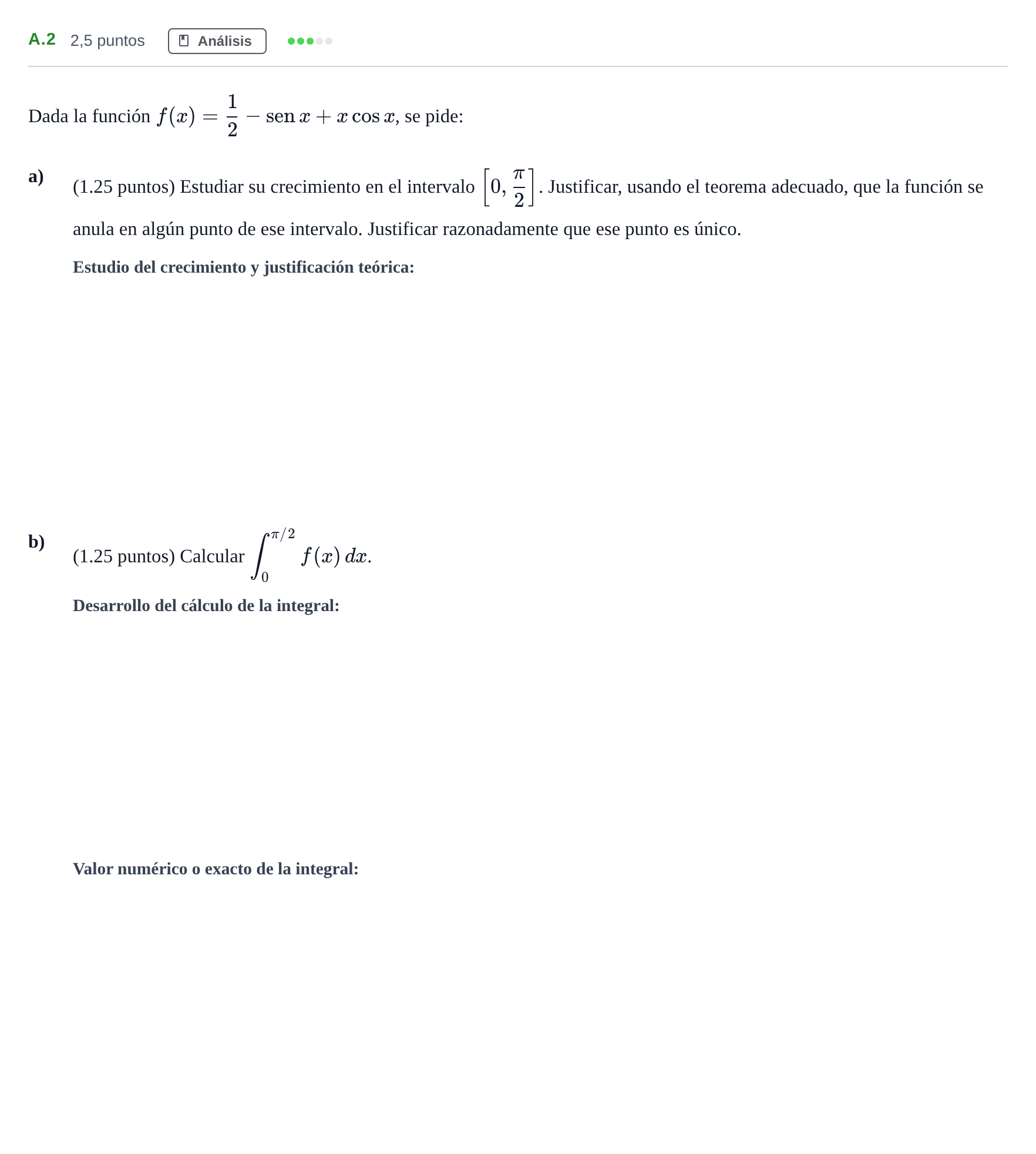 Enunciado: Ejercicio A.2 · Matemáticas II PAU Madrid Ordinaria Coincidencias 2020