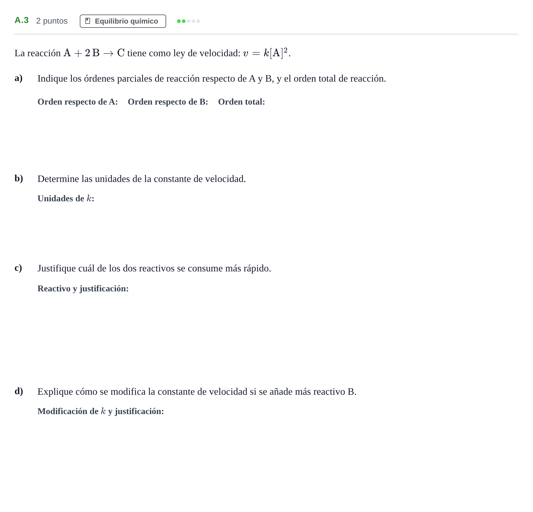 Enunciado: Ejercicio A.3 · Química PAU Madrid Ordinaria Coincidencias 2020