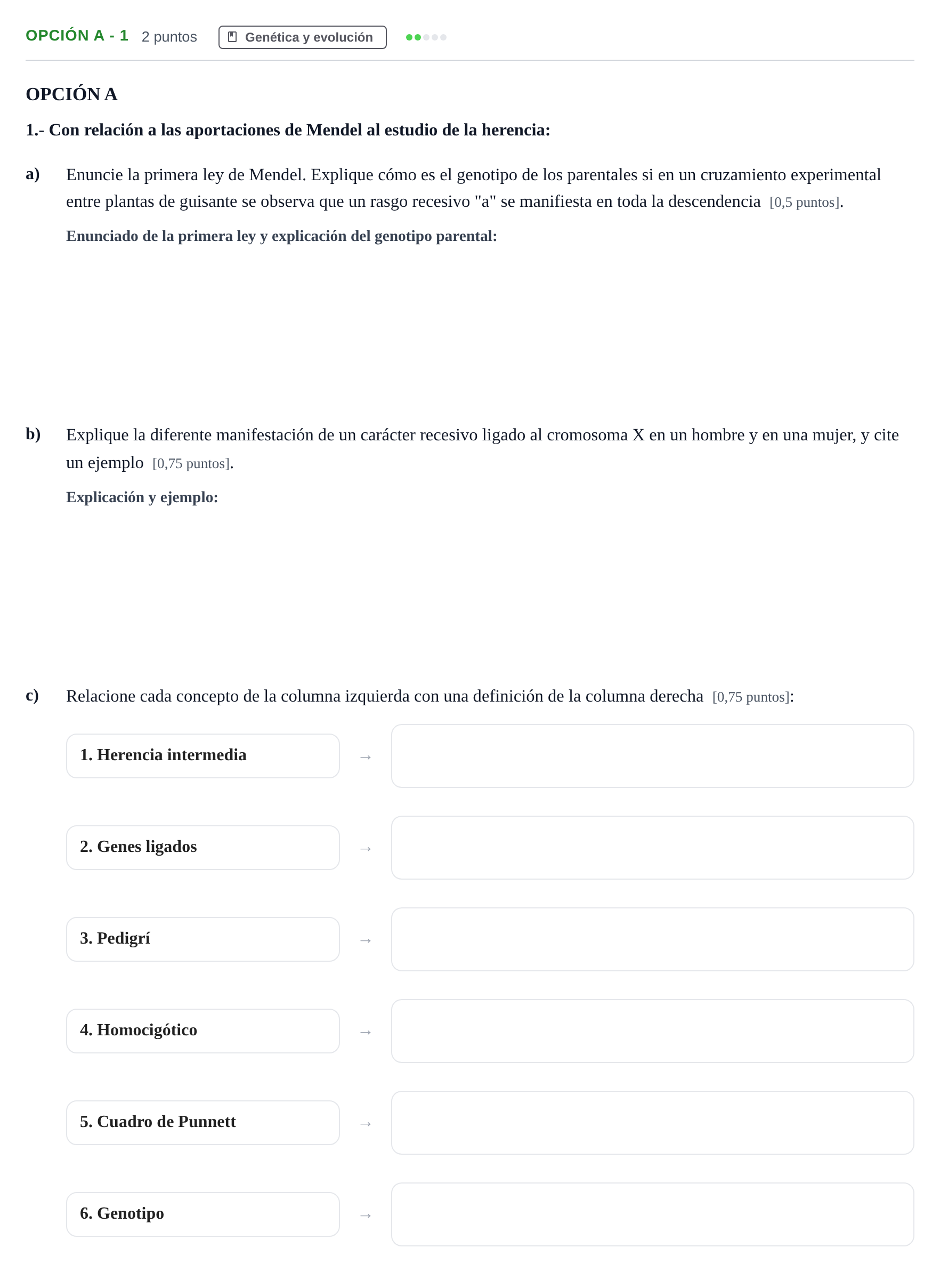 Enunciado: Opción A - 1 · Biología PAU Madrid Extraordinaria 2019