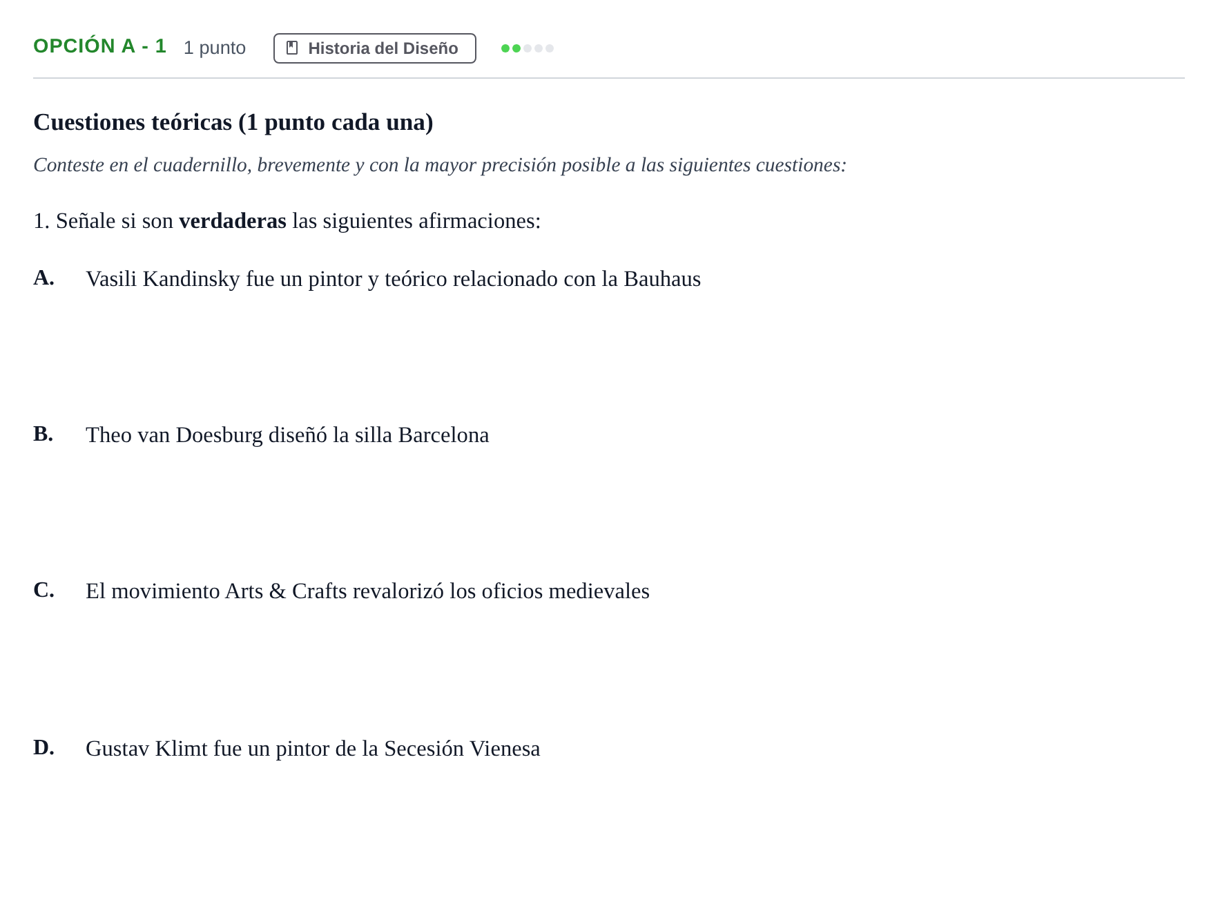 Enunciado: Opción A - 1 · Diseño PAU Madrid Extraordinaria 2019