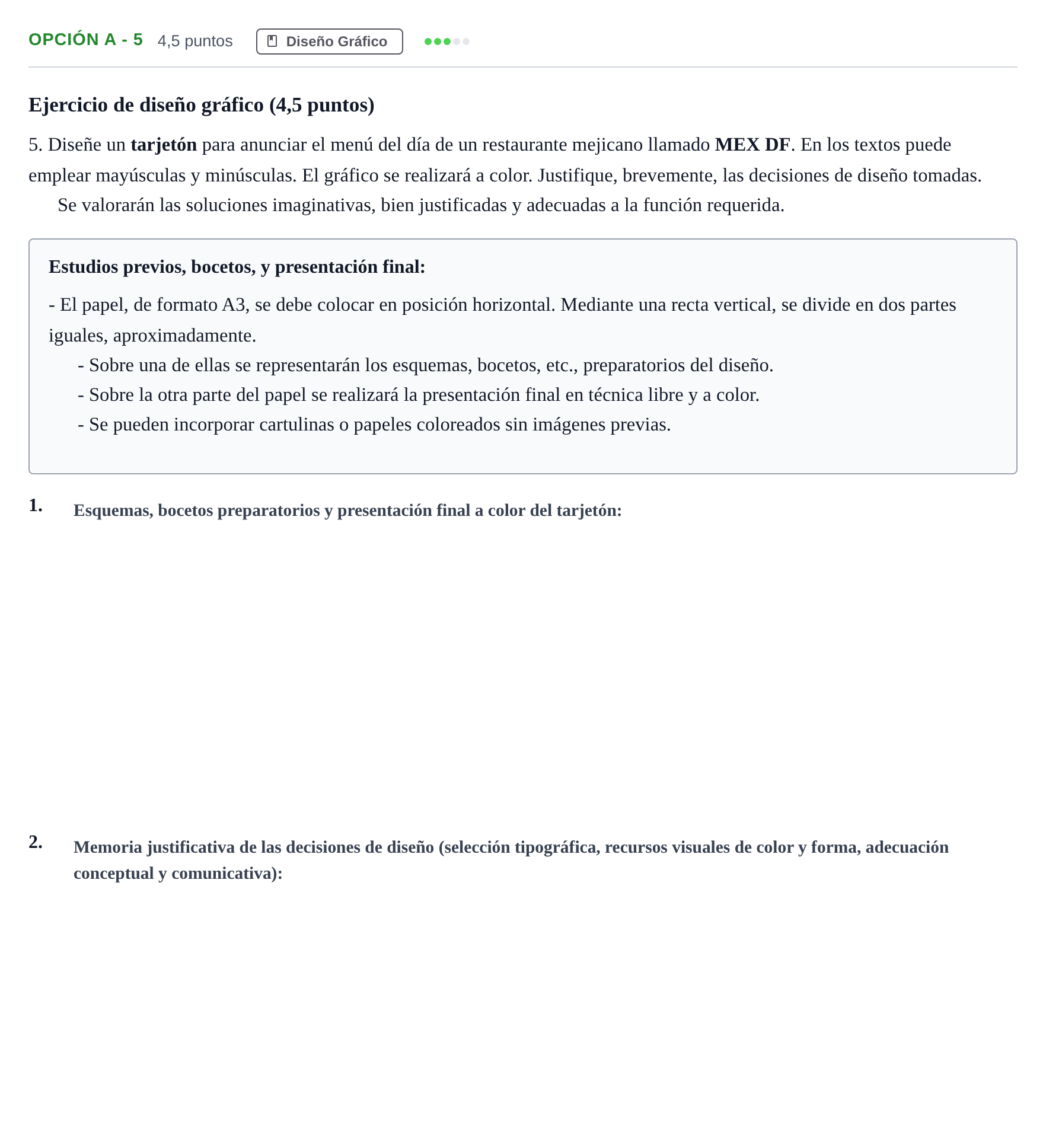 Enunciado: Opción A - 5 · Diseño PAU Madrid Extraordinaria 2019
