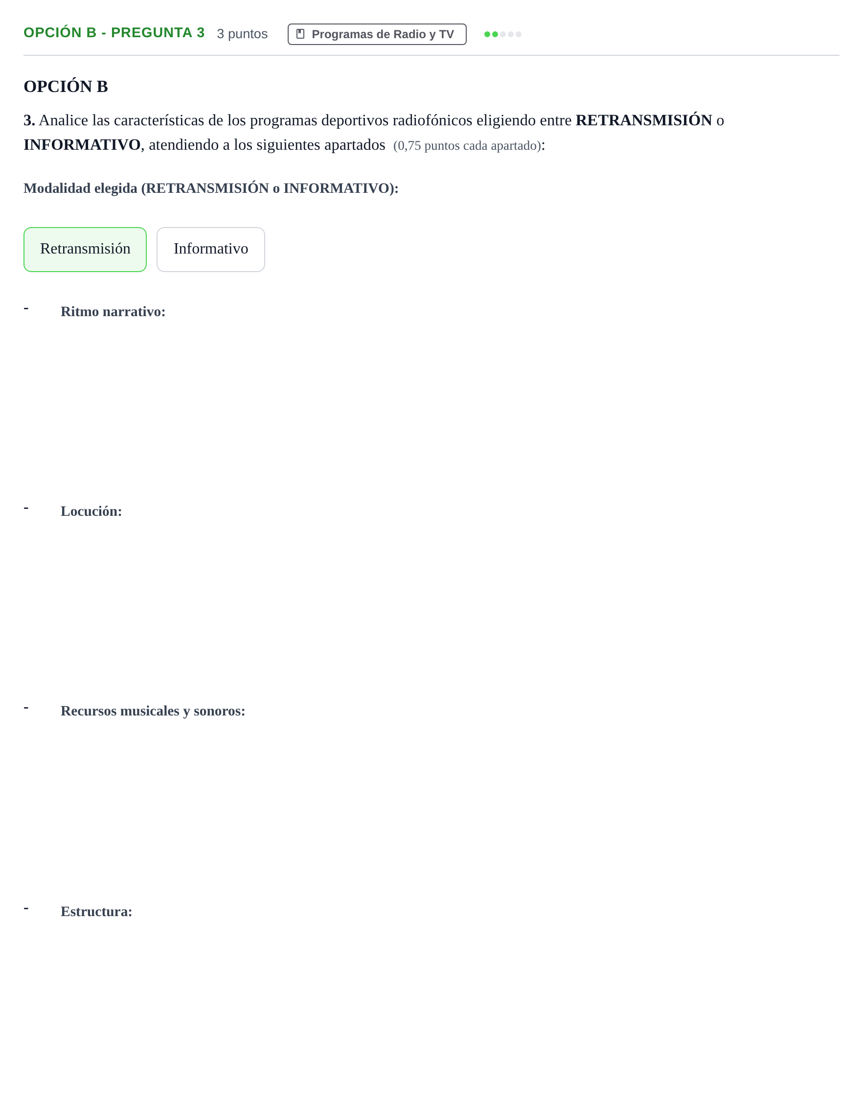 Enunciado: Opción B - Pregunta 3 · Cultura Audiovisual II PAU Madrid Modelo 2019