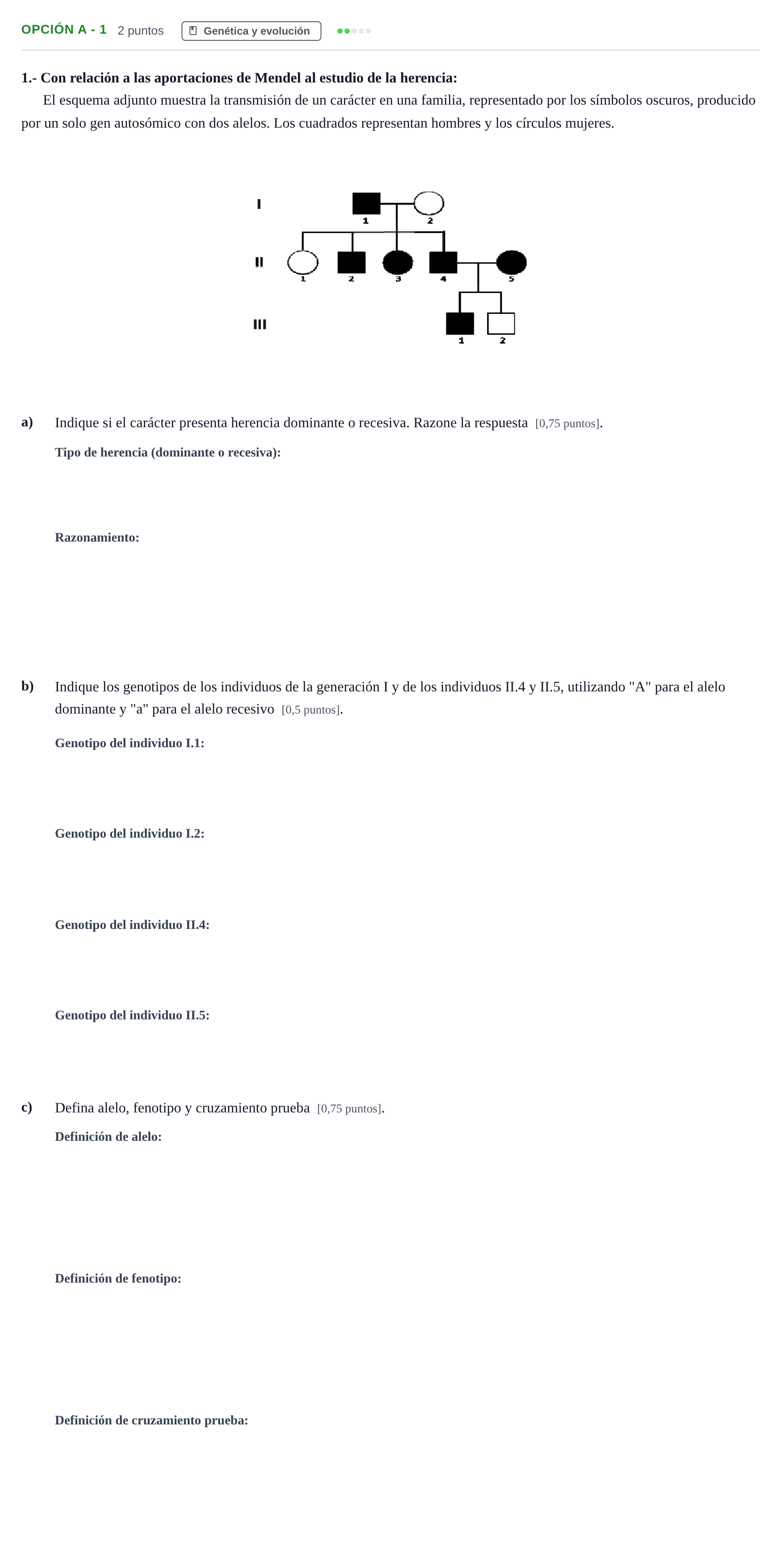 Enunciado: Opción A - 1 · Biología PAU Madrid Ordinaria 2019