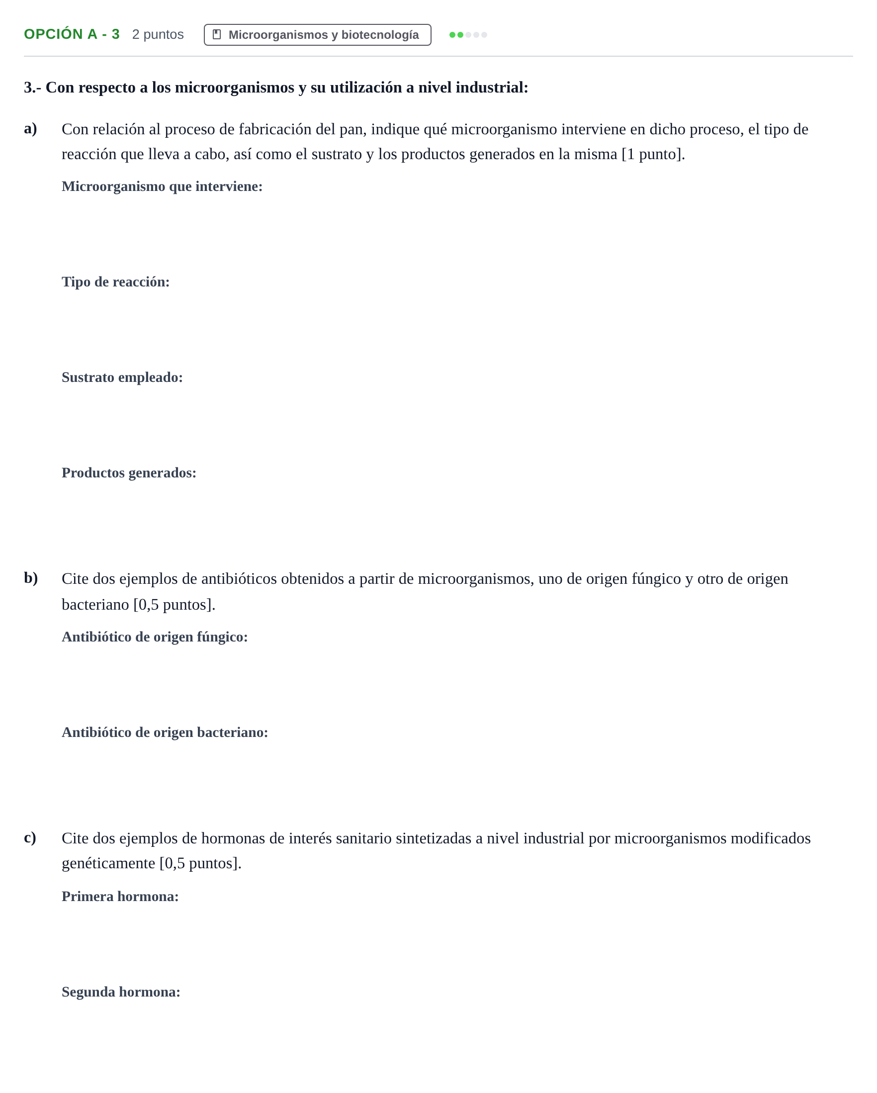 Enunciado: Opción A - 3 · Biología PAU Madrid Ordinaria 2019
