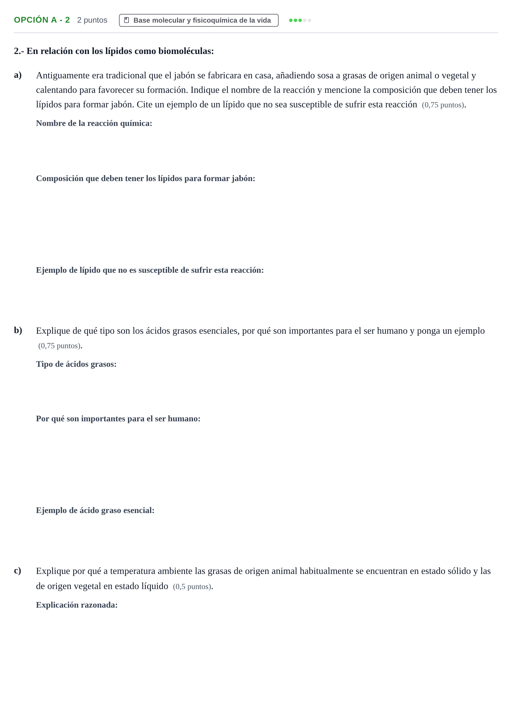 Enunciado: Opción A - 2 · Biología PAU Madrid Modelo 2019
