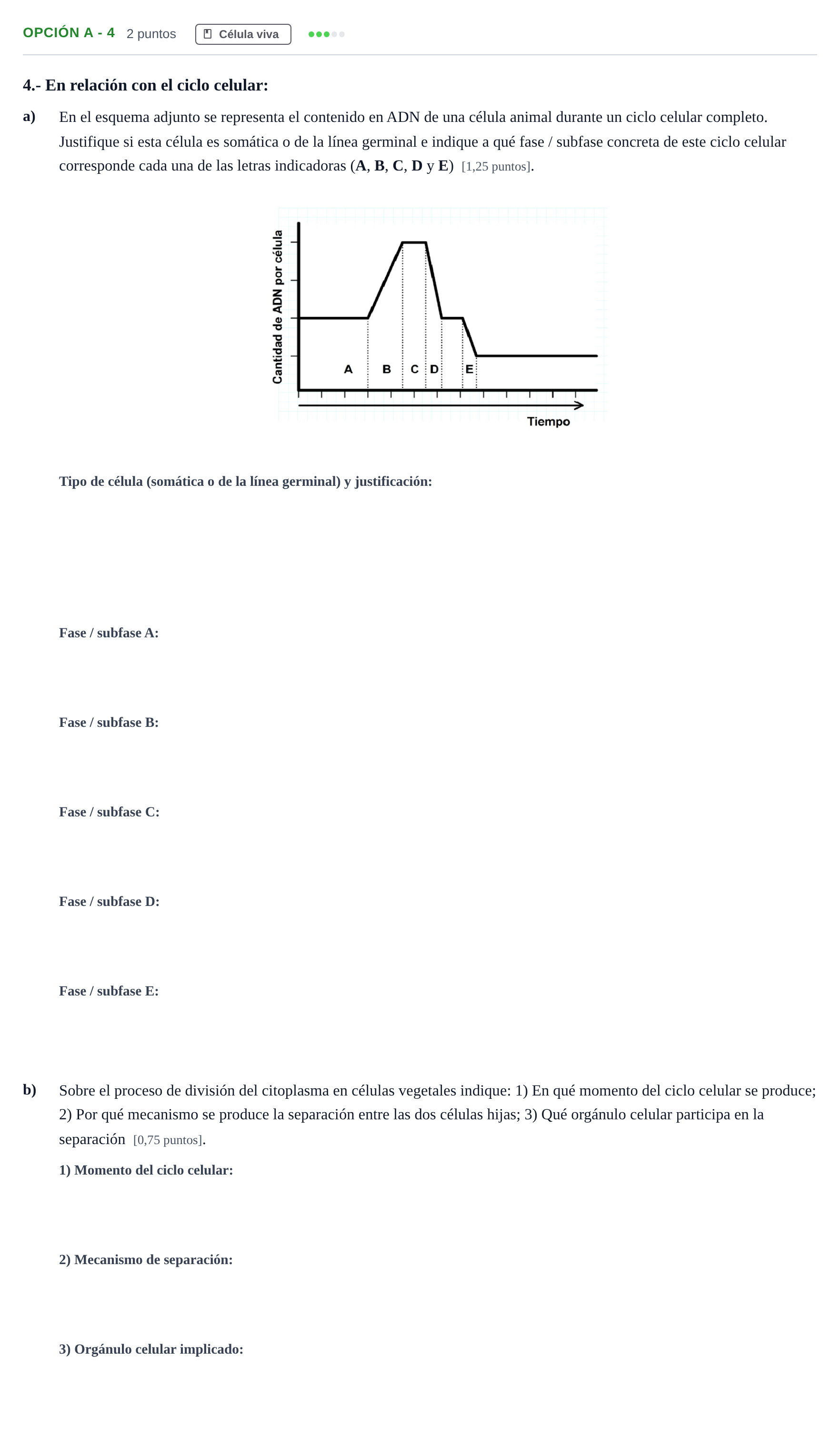 Enunciado: Opción A - 4 · Biología PAU Madrid Modelo 2019