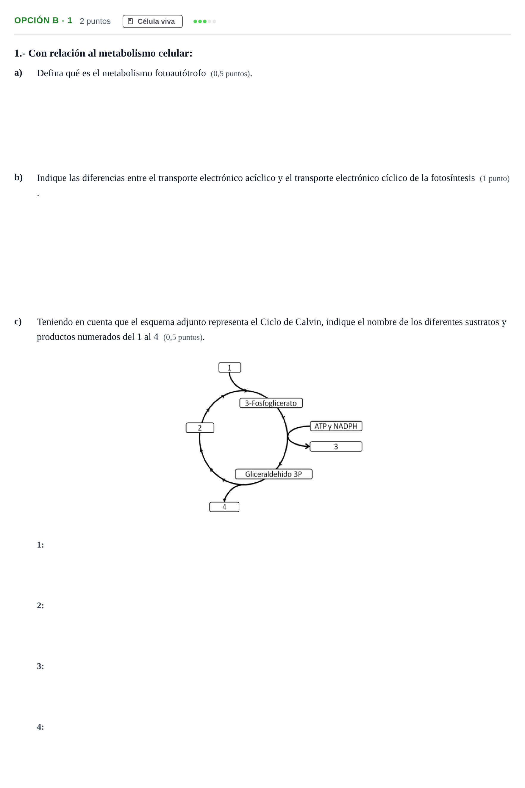 Enunciado: Opción B - 1 · Biología PAU Madrid Modelo 2019
