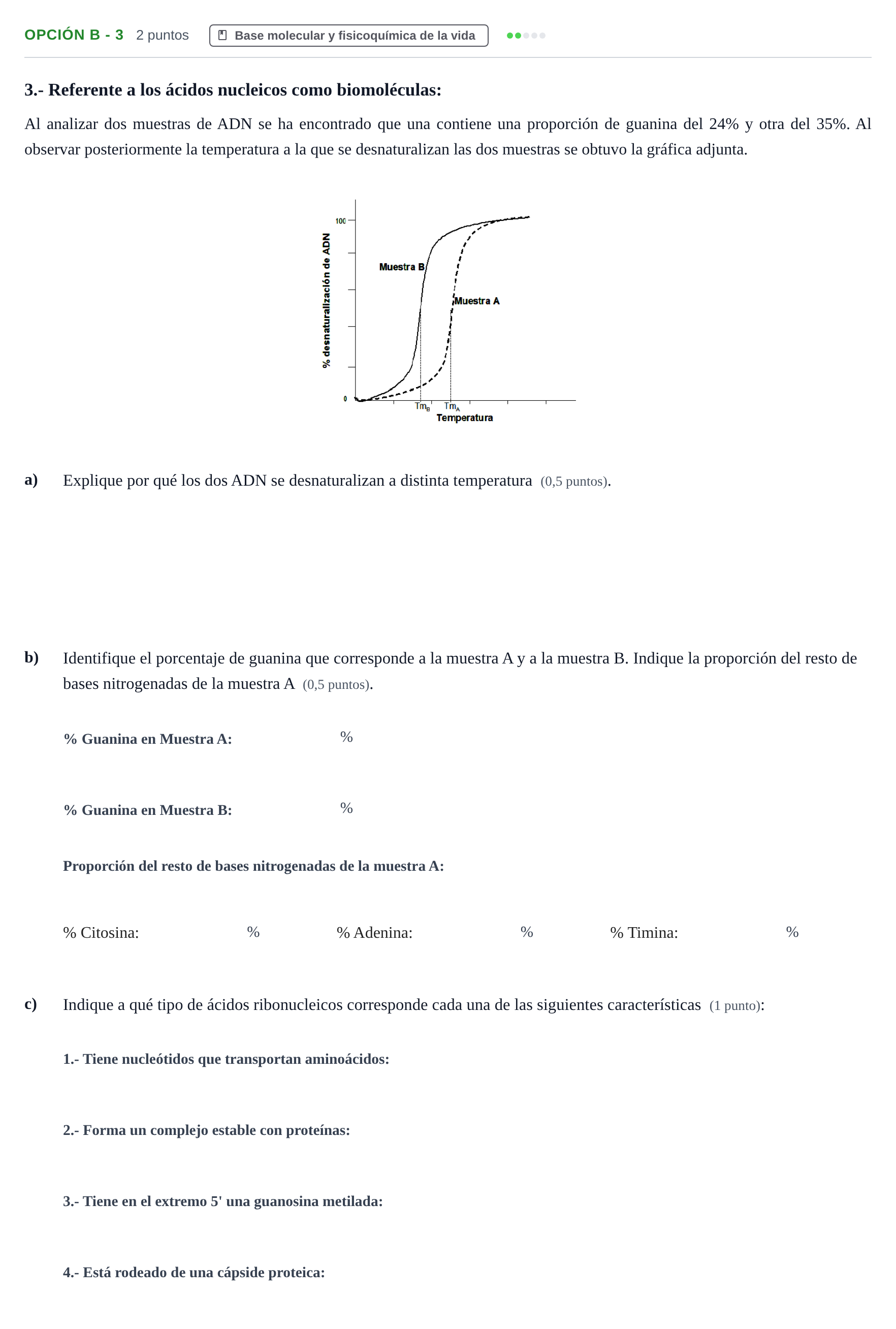 Enunciado: Opción B - 3 · Biología PAU Madrid Modelo 2019