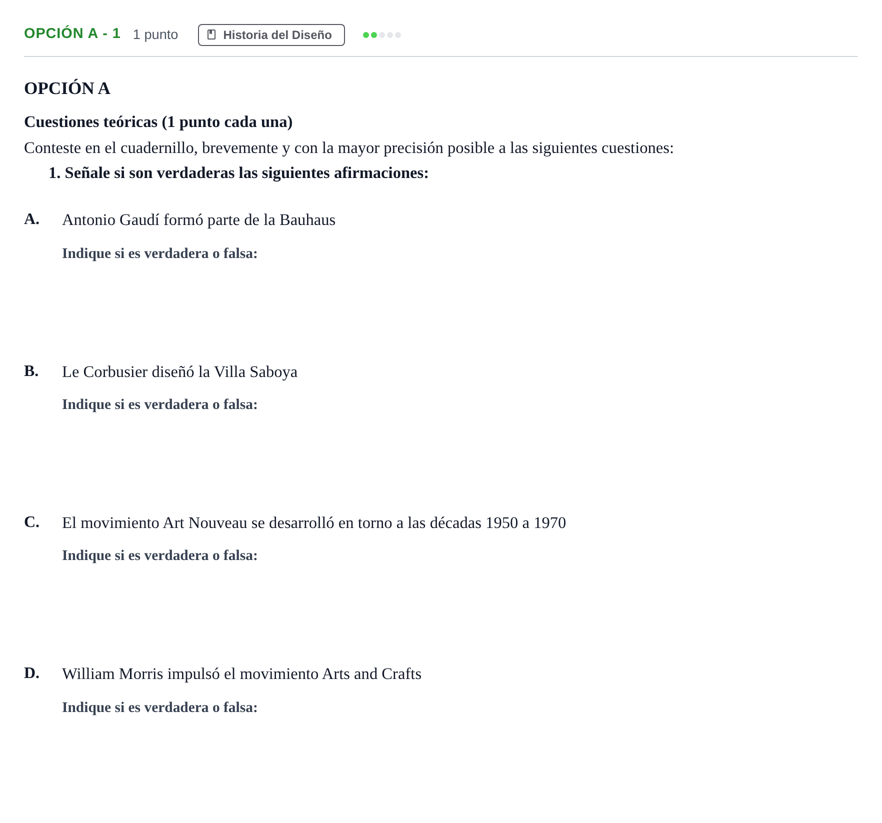 Enunciado: Opción A - 1 · Diseño PAU Madrid Ordinaria 2019