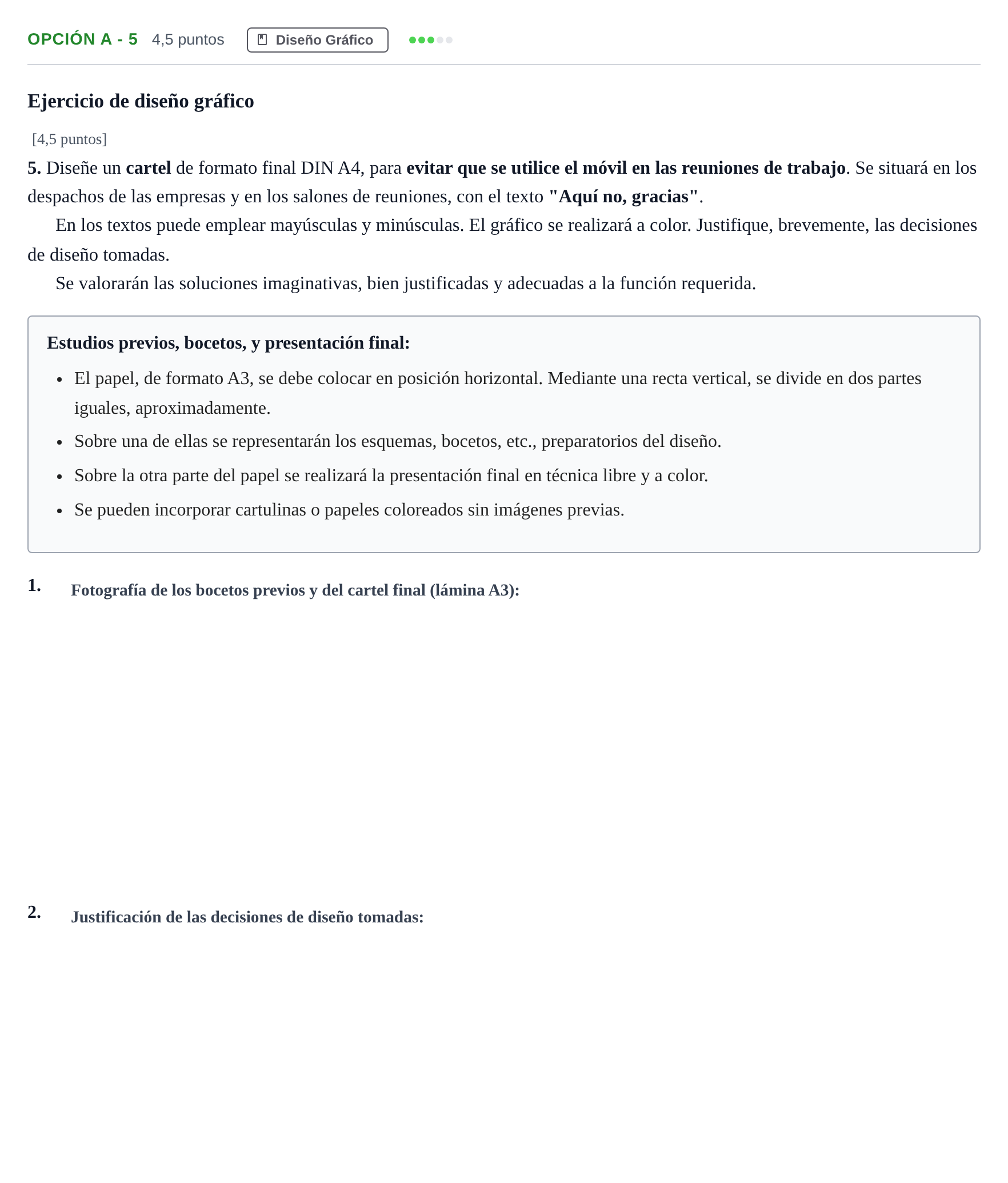 Enunciado: Opción A - 5 · Diseño PAU Madrid Ordinaria 2019