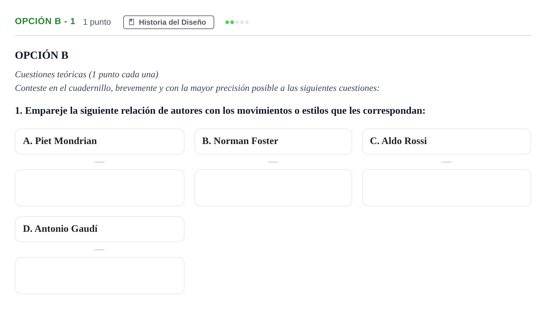 Enunciado: Opción B - 1 · Diseño PAU Madrid Ordinaria 2019