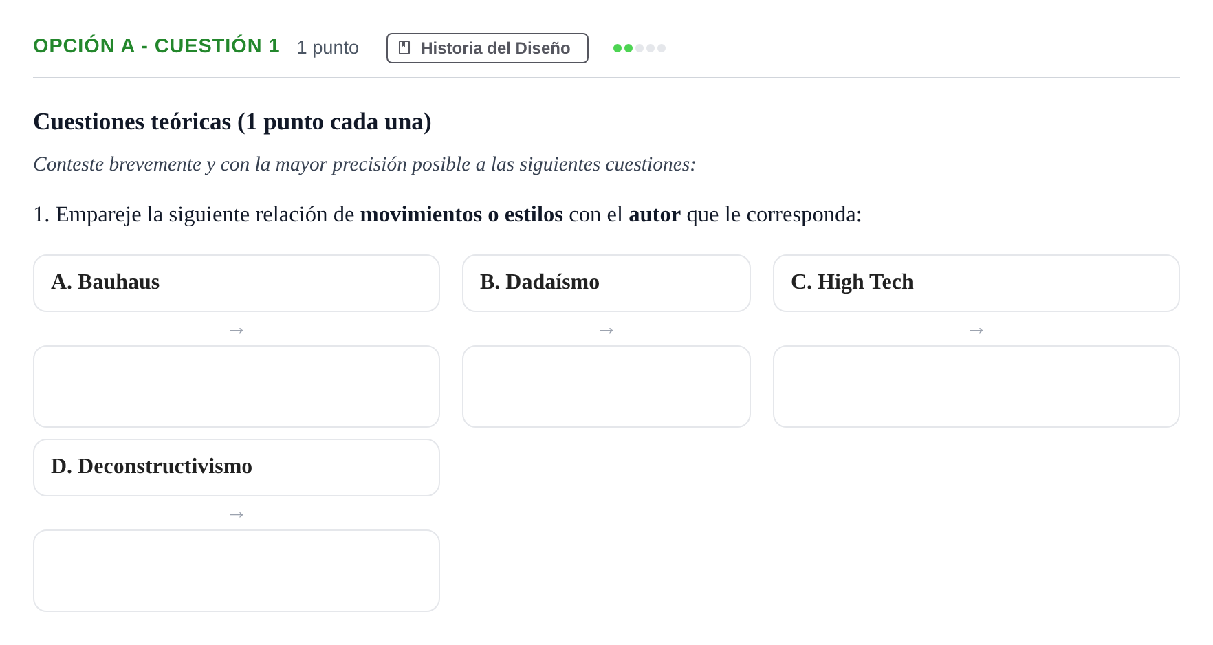 Enunciado: Opción A - Cuestión 1 · Diseño PAU Madrid Modelo 2019