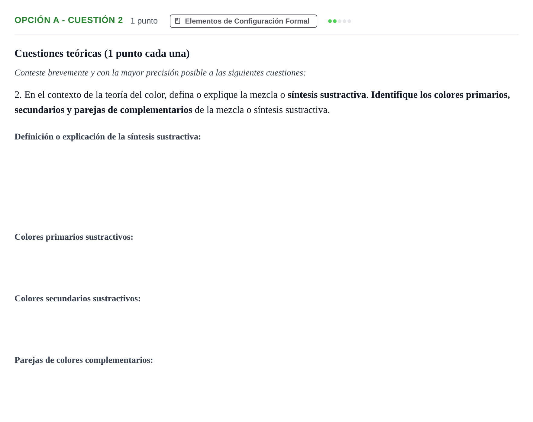 Enunciado: Opción A - Cuestión 2 · Diseño PAU Madrid Modelo 2019