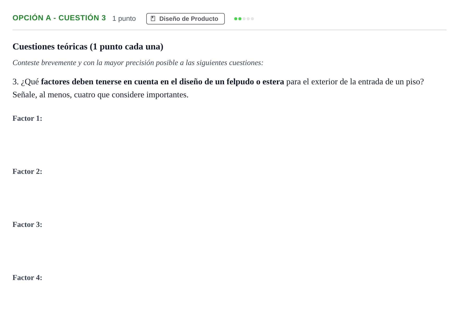 Enunciado: Opción A - Cuestión 3 · Diseño PAU Madrid Modelo 2019