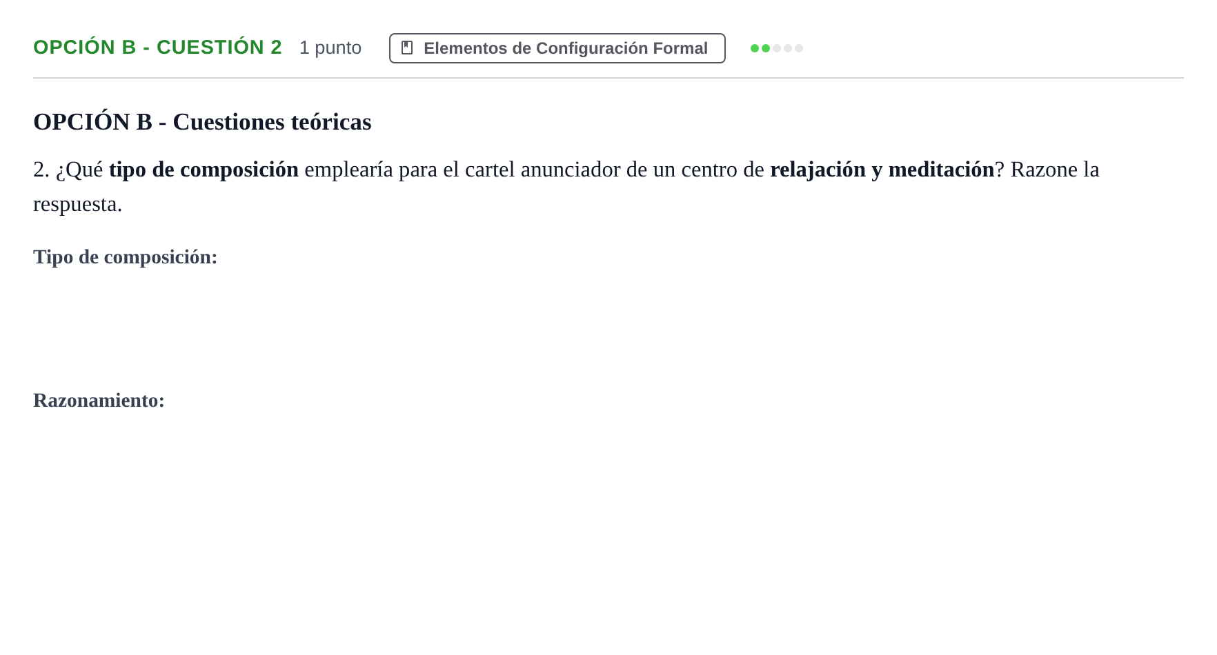 Enunciado: Opción B - Cuestión 2 · Diseño PAU Madrid Modelo 2019