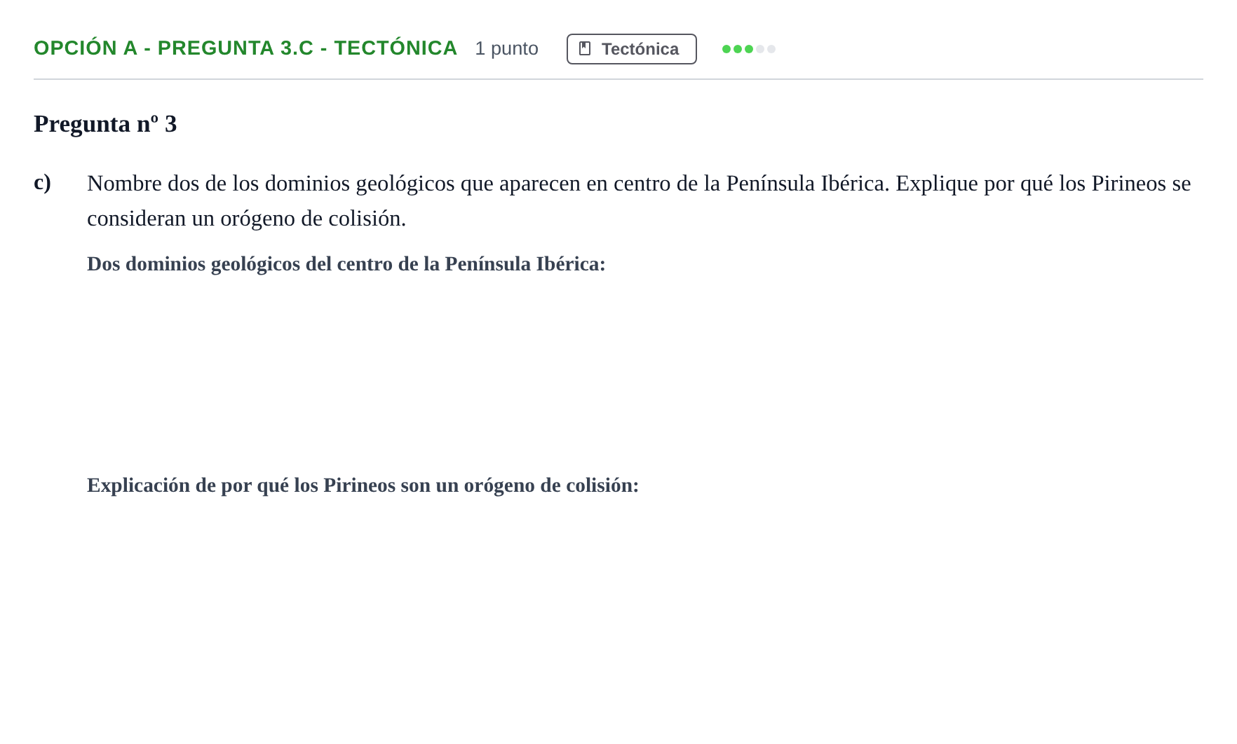 Enunciado: Opción A - Pregunta 3.c - Tectónica · Geología PAU Madrid Extraordinaria 2019