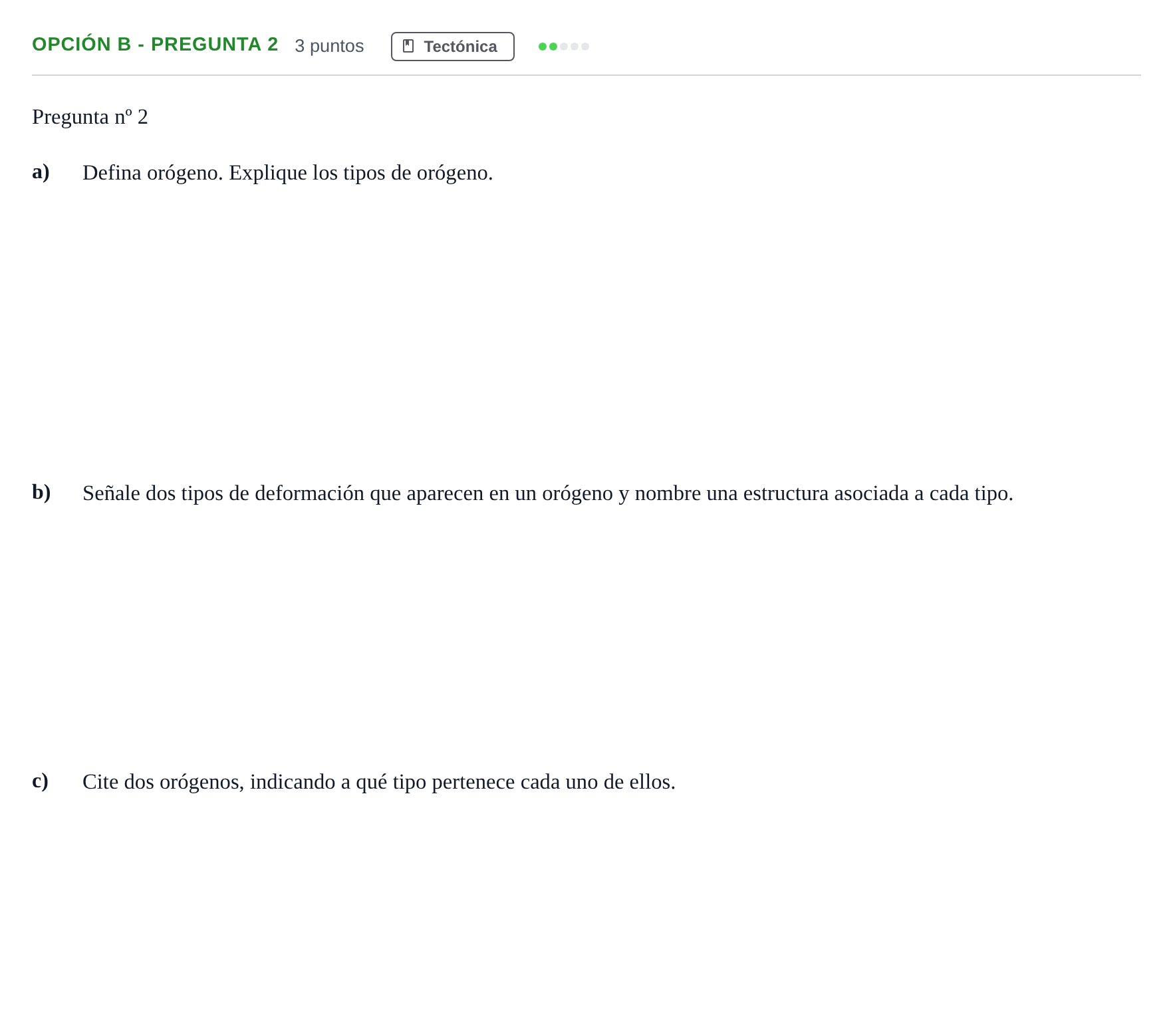 Enunciado: Opción B - Pregunta 2 · Geología PAU Madrid Extraordinaria 2019