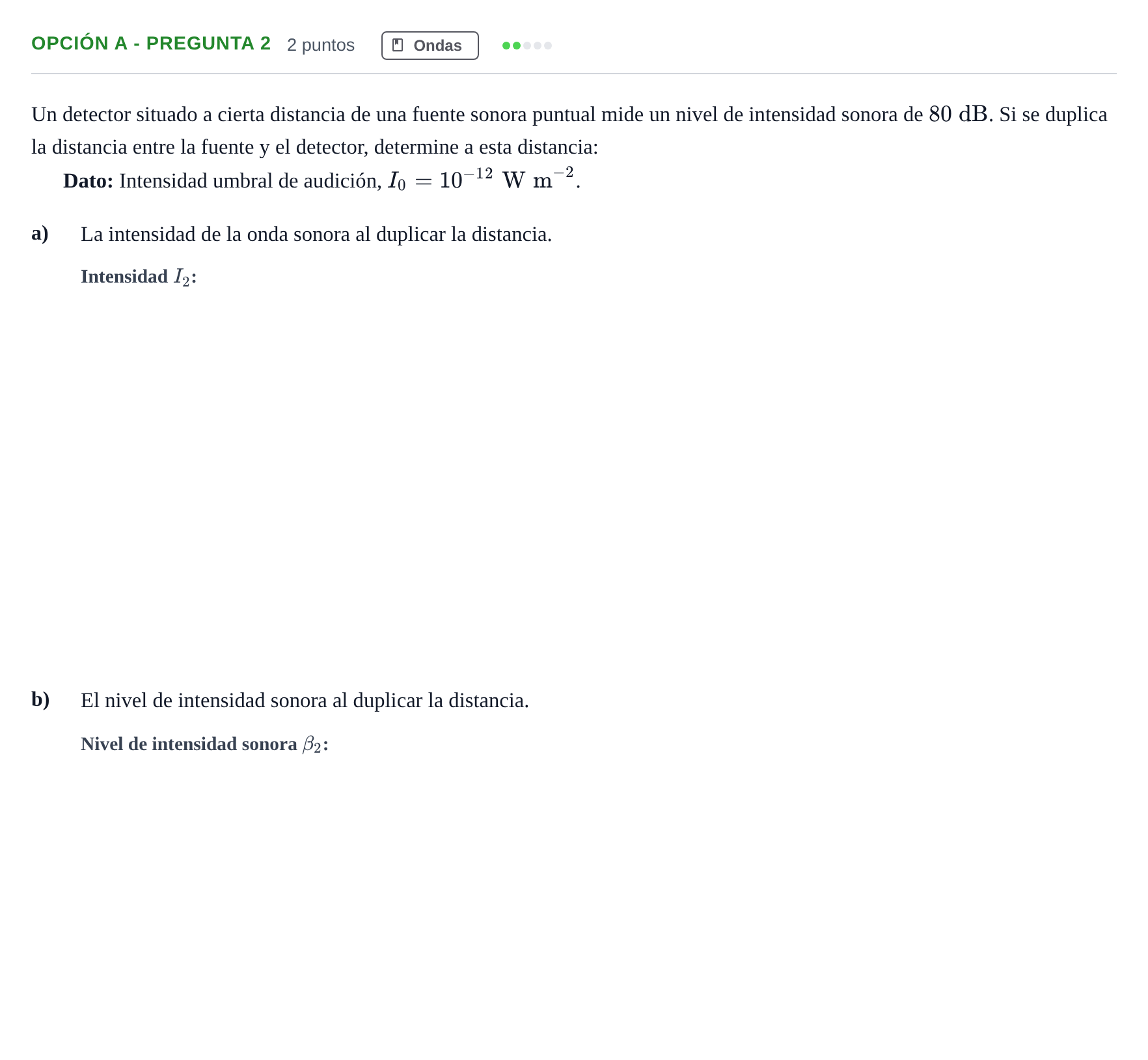 Enunciado: Opción A - Pregunta 2 · Física PAU Madrid Ordinaria 2019